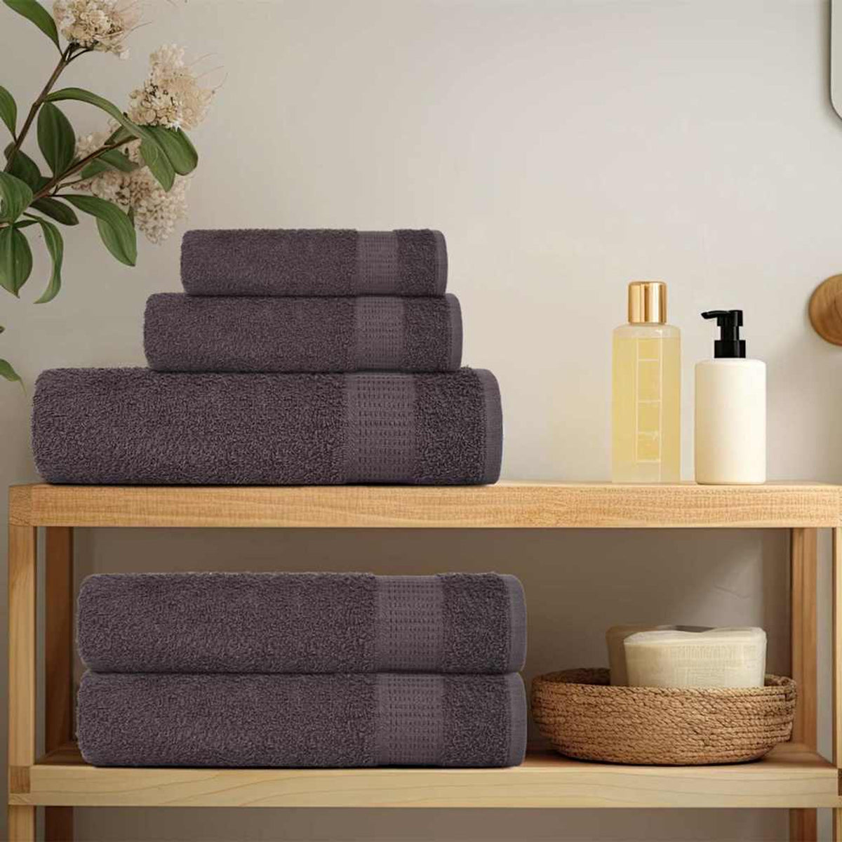 Towel Cotton Anthracite 140 x 70 cm Bathroom Bath Linen Home Bath Towels 6