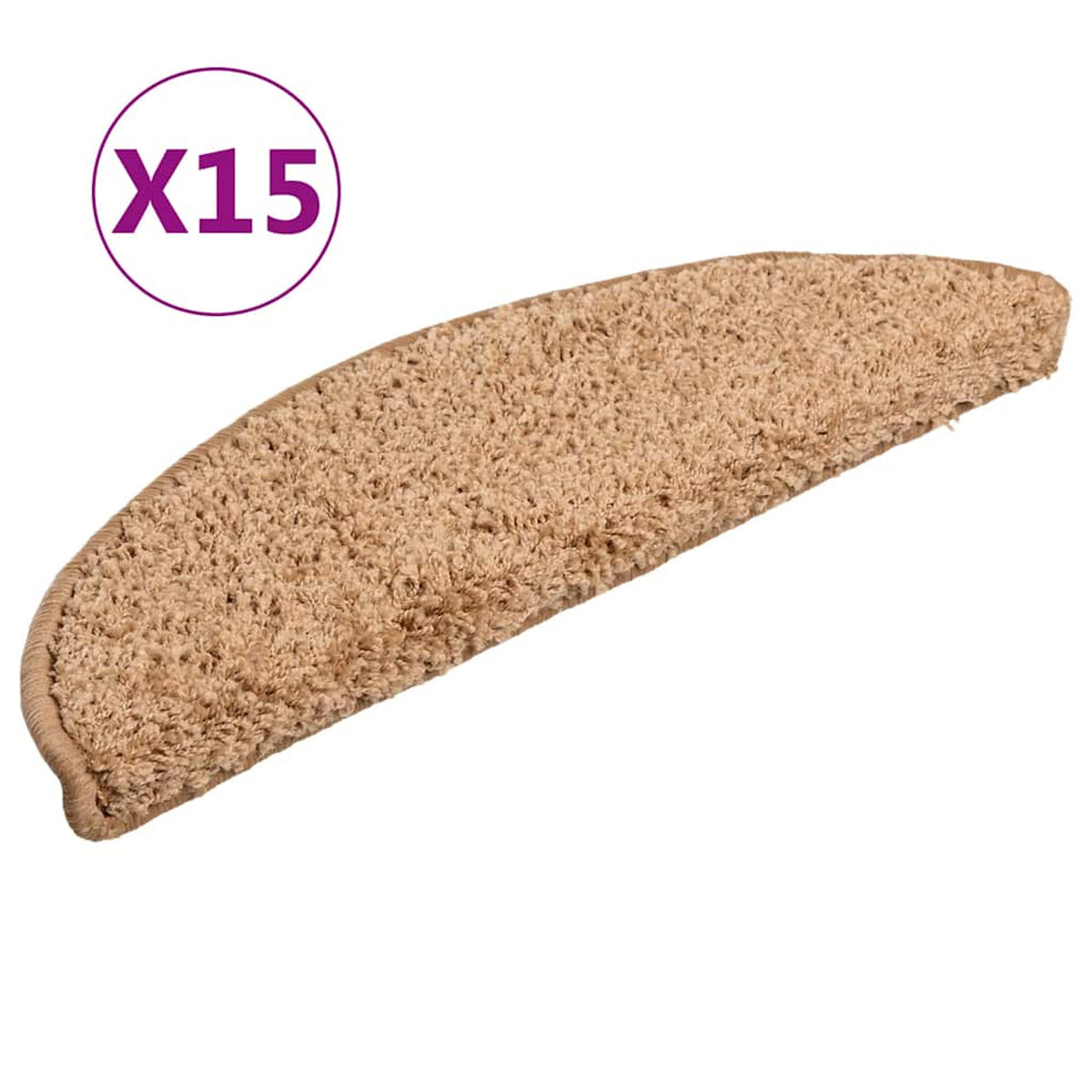 Stair Mats Half Round Pp Tufted Beige 56 x 20 x 3 cm Floor Mat Home Non Slip