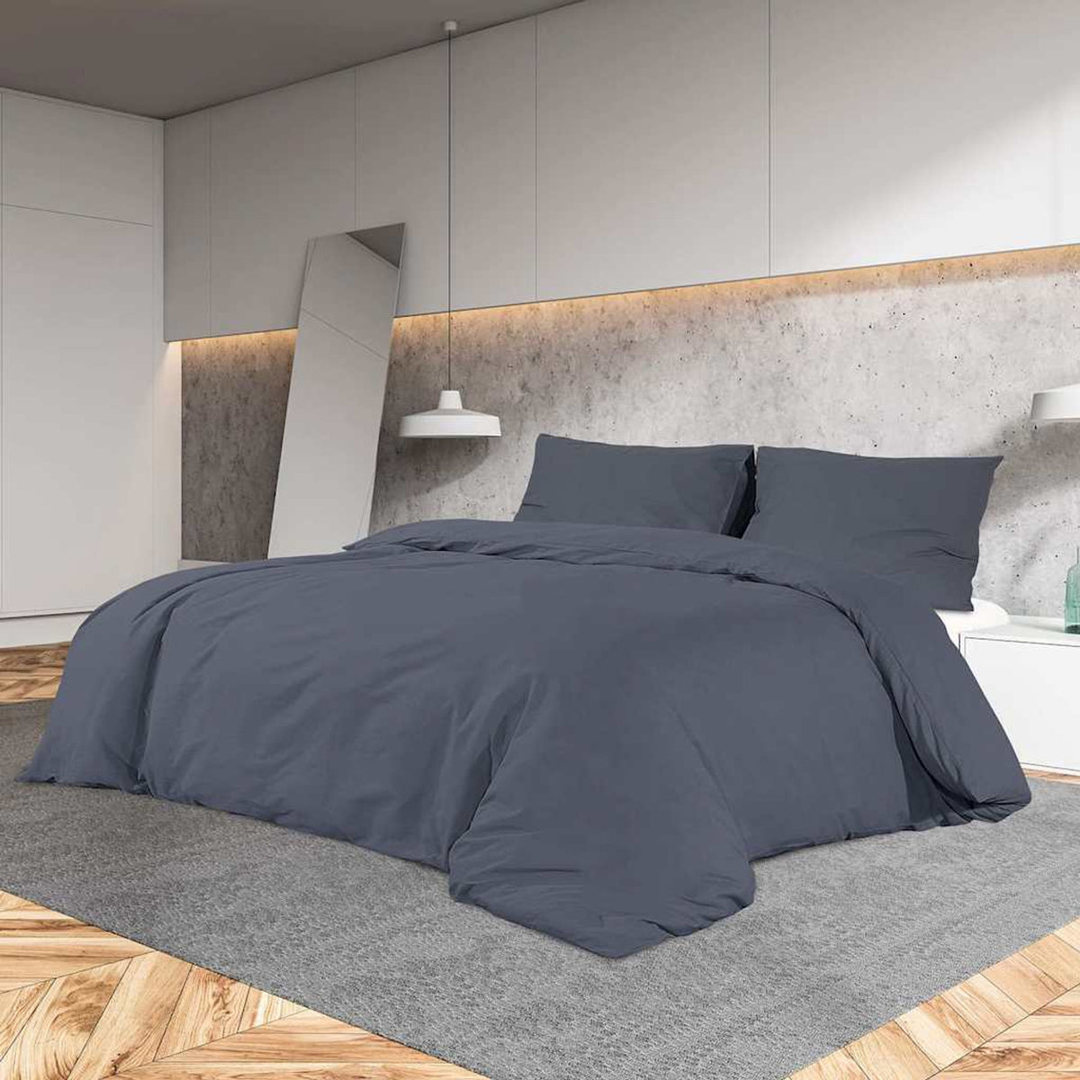 Duvet Cover Cotton Anthracite 200 x 140 cm Bedding Bed Linen Bedroom Quilt
