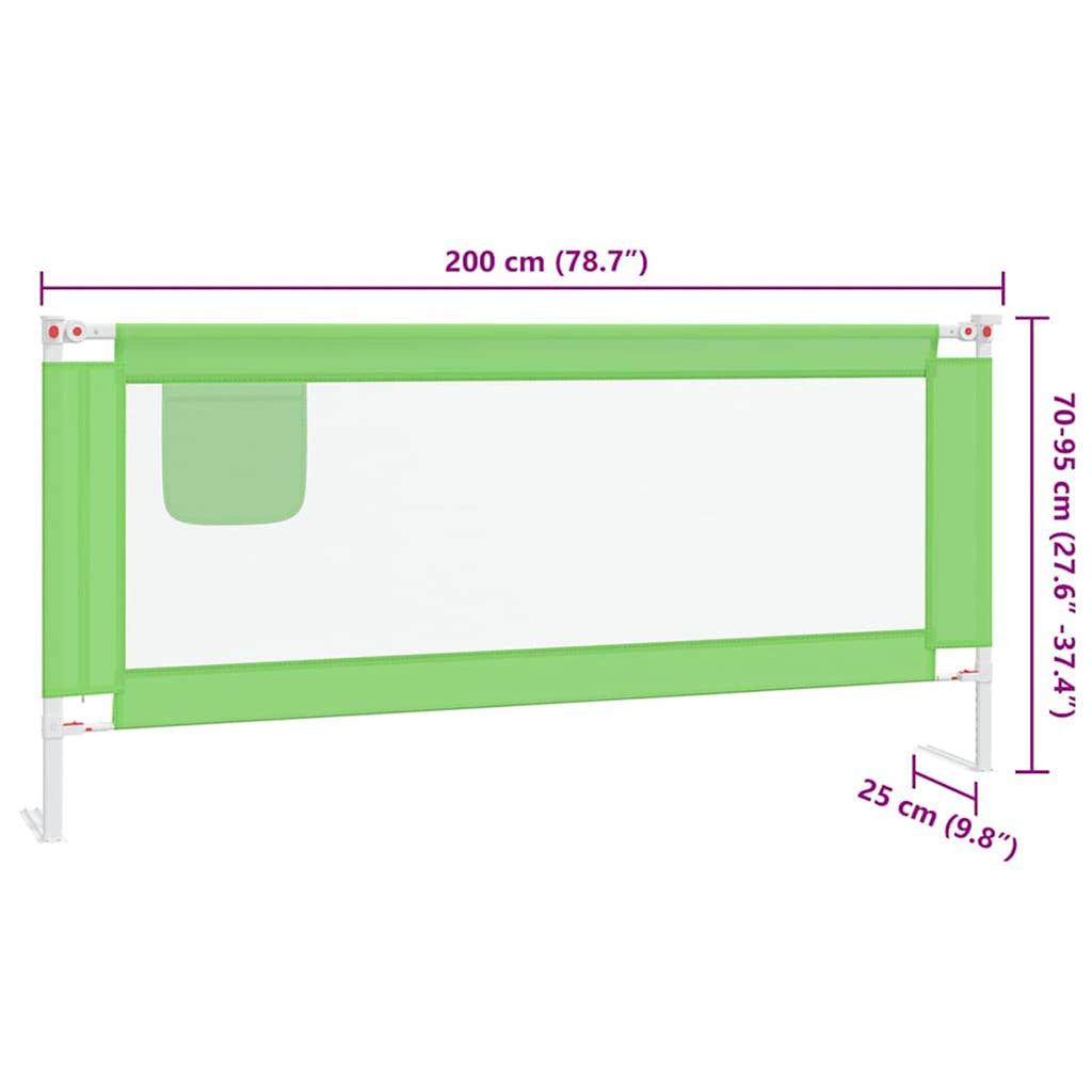 Toddler Safety Bed Rail Fabric (100% Polyester) Green 200 x 25 x 95 cm