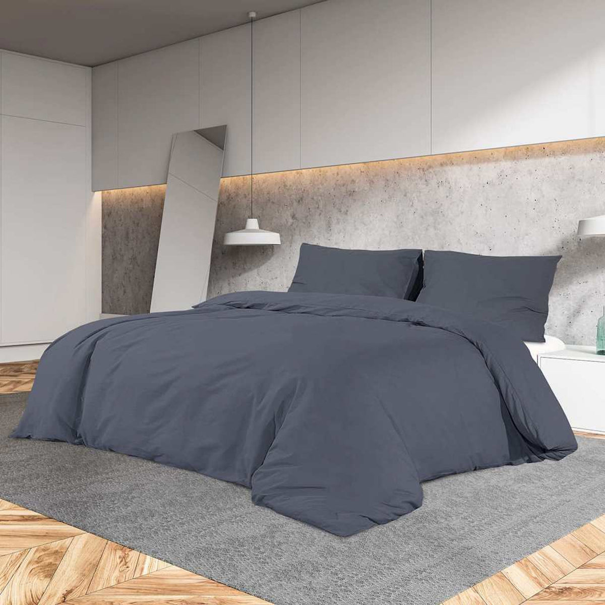 Duvet Cover Cotton Anthracite 200 x 140 cm Bedding Bed Linen Bedroom Variant 3