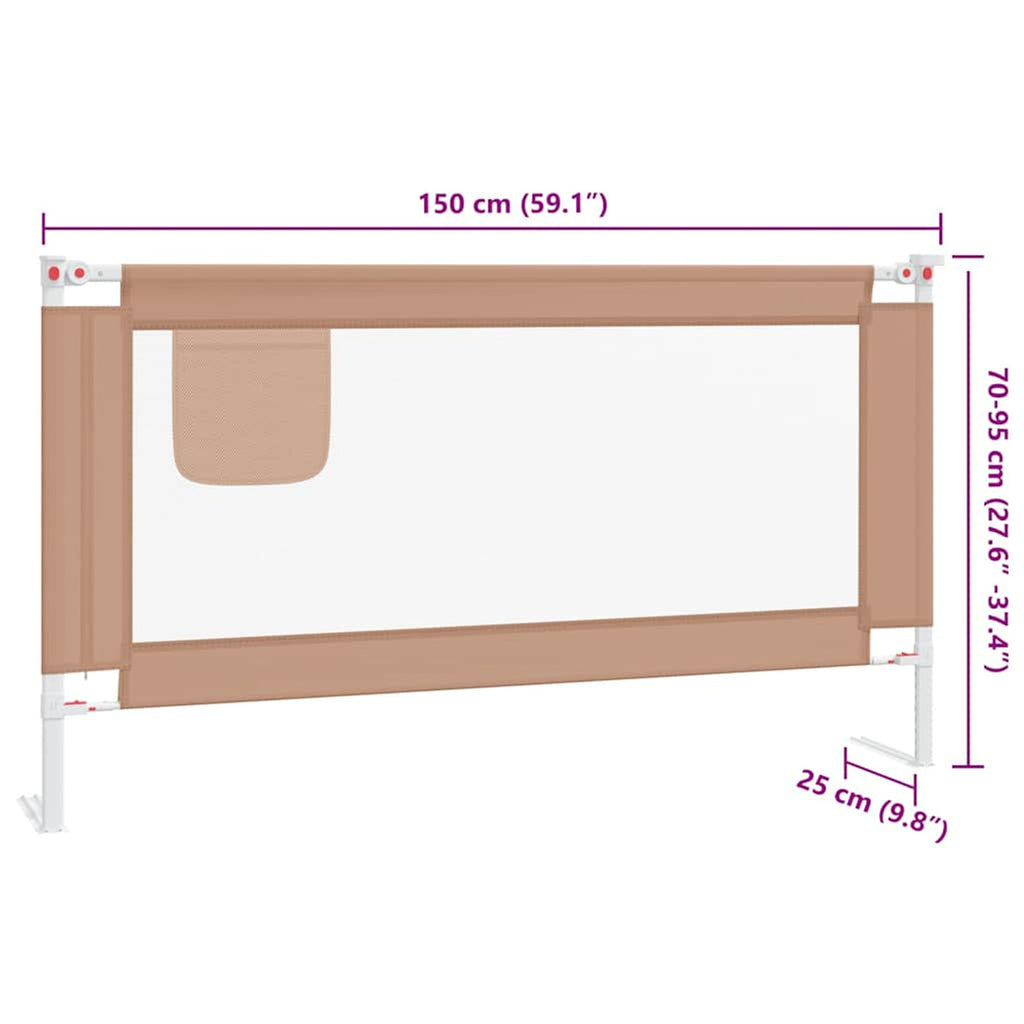 Toddler Safety Bed Rail Fabric (100% Polyester) Taupe 150 x 25 x 95 cm