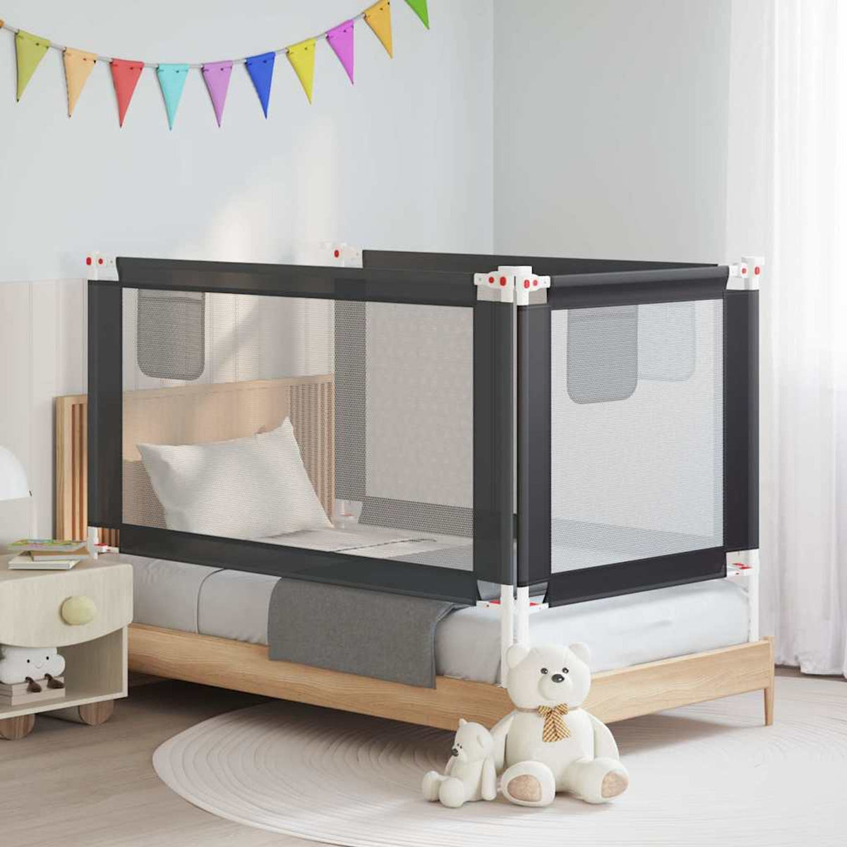 Toddler Safety Bed Rail Dark Fabric (100% Polyester) Dark Grey 150 x 25 x 95