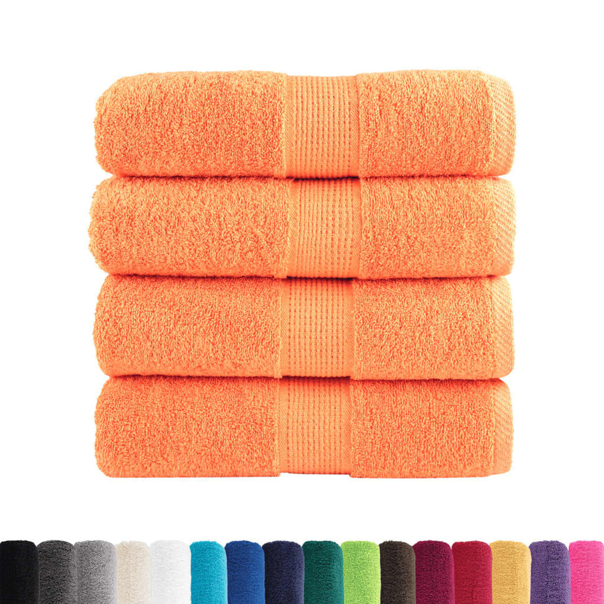 Towel Cotton Orange 50 x 30 cm Bathroom Bath Linen Home Towels 4 pcs Variant 2