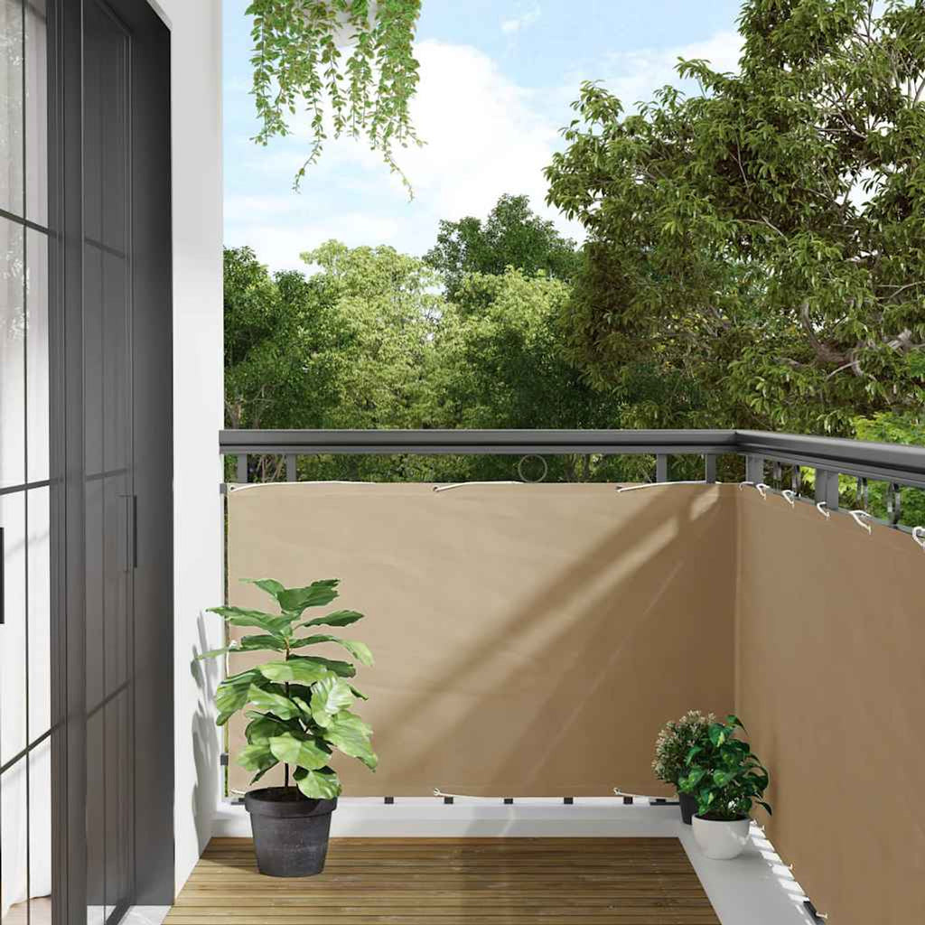 Balcony Screen Oxford Fabric Beige Waterproof UV Resistant 90 x 500 cm 90x500cm