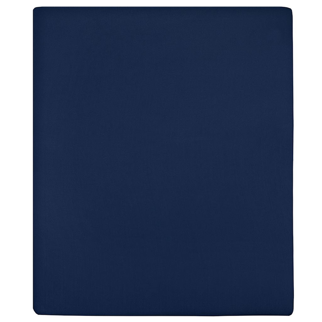 Jersey Fitted Sheets Cotton Navy Blue 200 x 140 cm Bedroom Furniture Bedstead