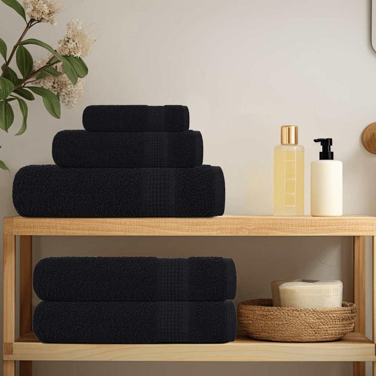Towel Cotton Black 15 x 21 cm Bathroom Bath Linen Home Bath Towels & Flannels
