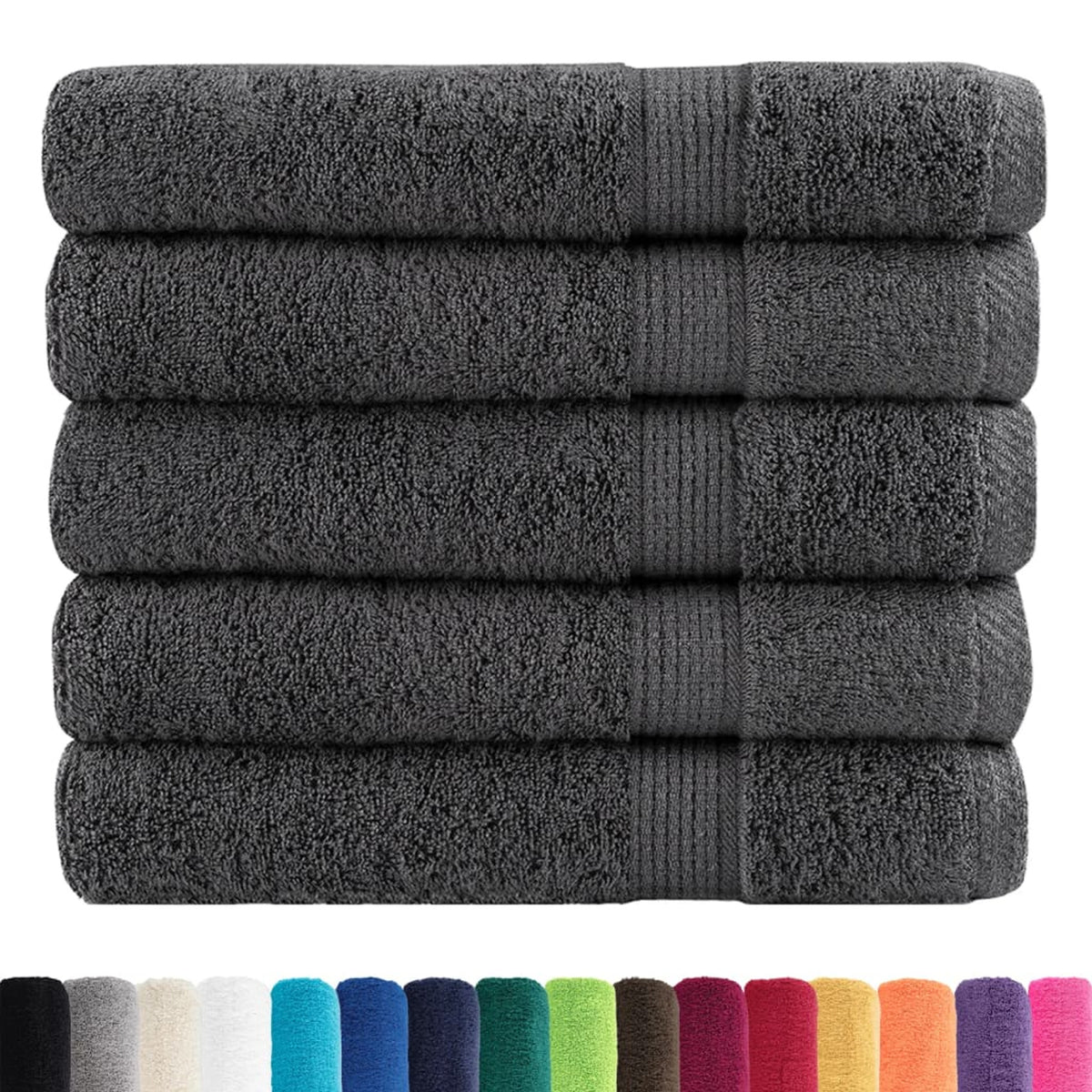 Towel Cotton Anthracite 200 x 80 cm Bathroom Bath Linen Home Towels 50 pcs
