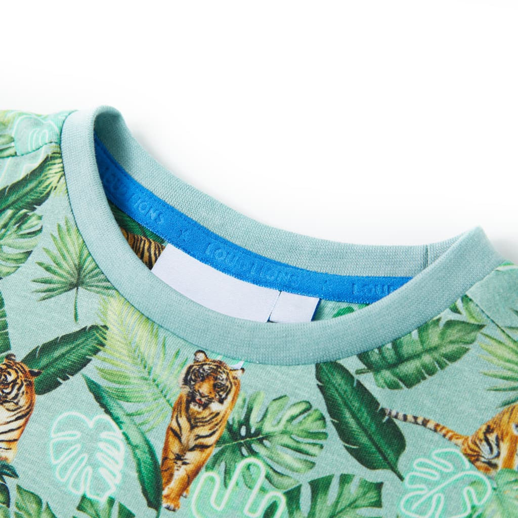 Kids T-Shirt Cotton Light Green Melange 128 Children's Top Kids Clothing 128