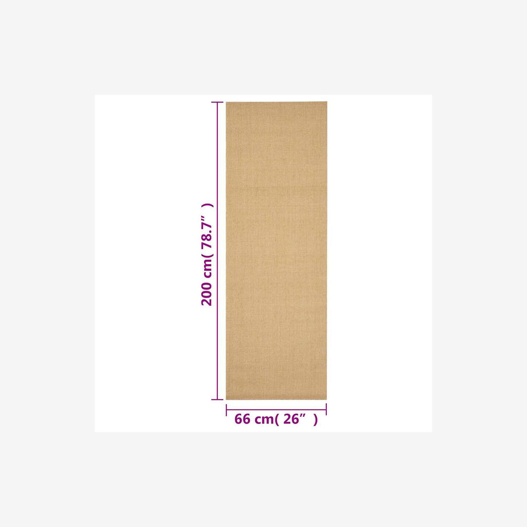 Rug Sisal Natural 200 x 66 cm Floor Mat Home Decor Floor Covering Rugs 200x66cm