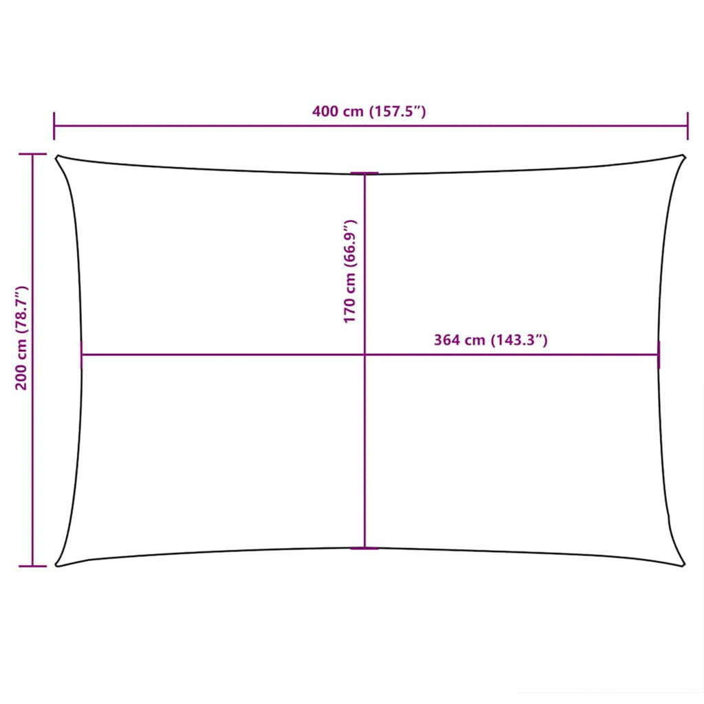 Sunshade Sail Oxford Fabric Brown Water Resistant UV Resistant 200 x 400 cm