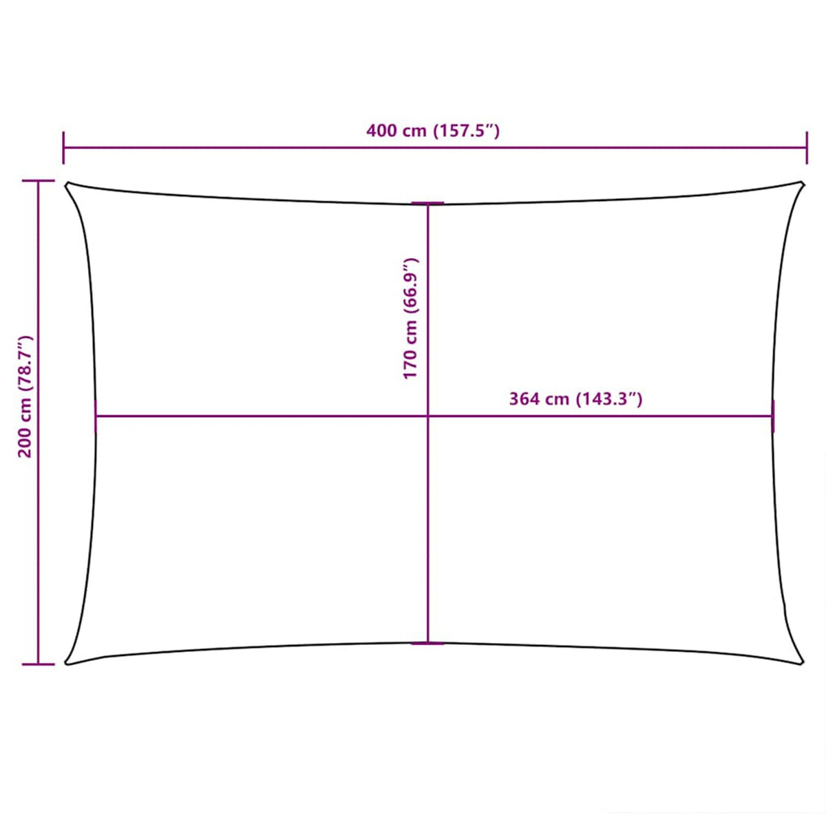 Sunshade Sail Oxford Fabric Brown Water Resistant UV Resistant 200 x 400 cm