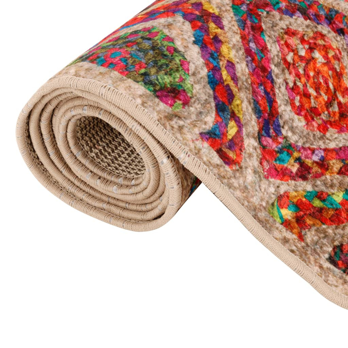 Rug Polyester Multicolour 190 x 0.4 x 300 cm Floor Mat Home Decor Variant 2
