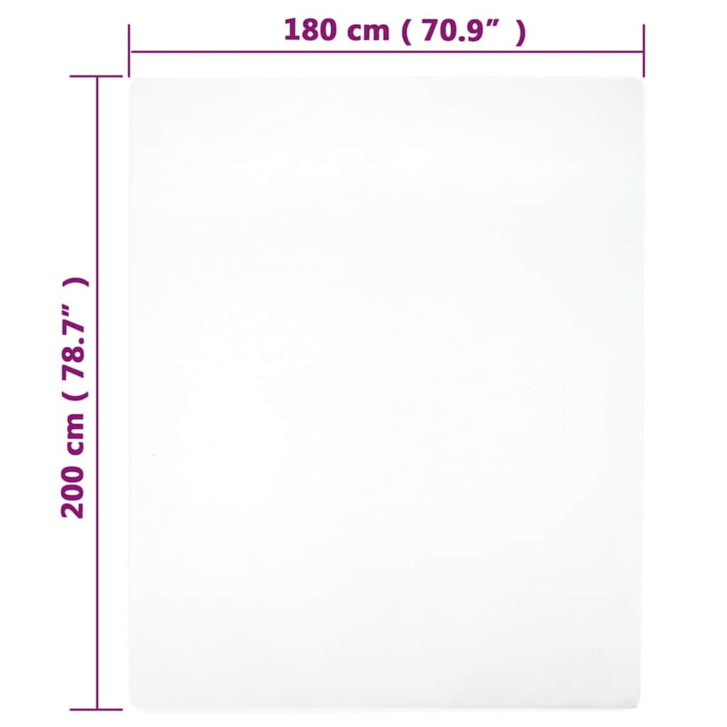 Jersey Fitted Sheet Cotton White 200 x 180 cm Bedroom Furniture Bedstead
