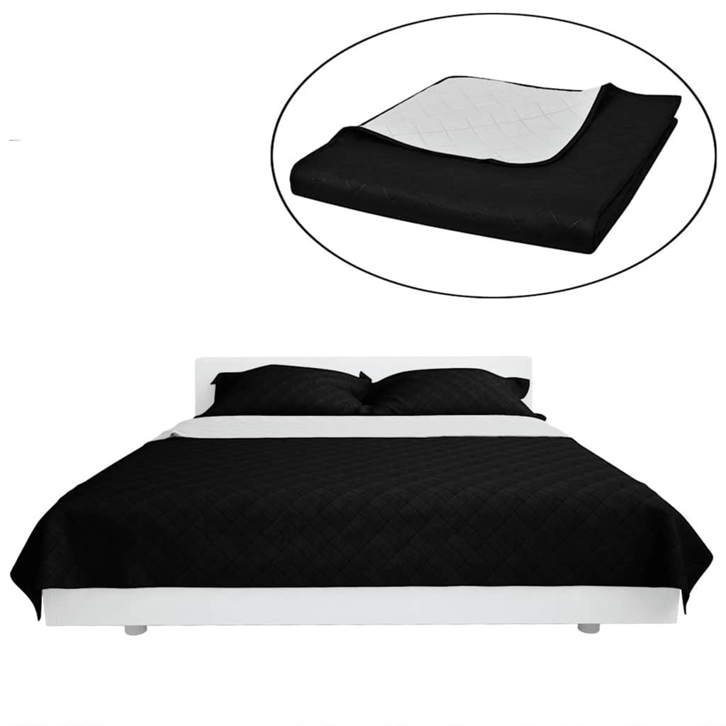 Double-Sided Quilted Bedspread Black/White Microfiber With Pp Cotton Variant 2