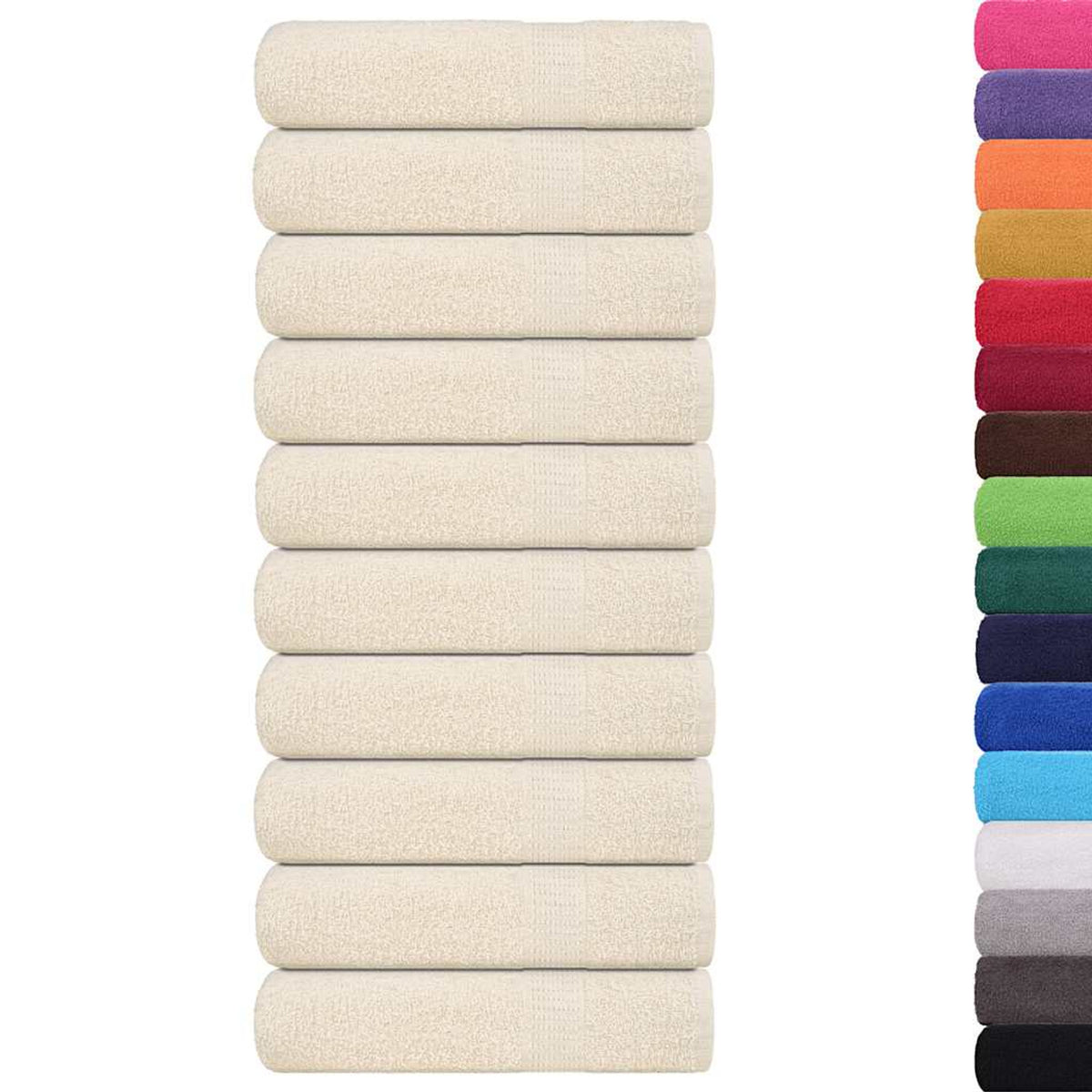 Towel Cotton Cream 100 x 50 cm Bathroom Bath Linen Home Towels 10 pcs Hand