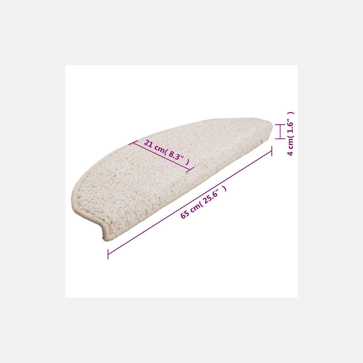 Stair Mats Half Round Large Pp Tufted White 65 x 25 x 4 cm Floor Mat Home 15