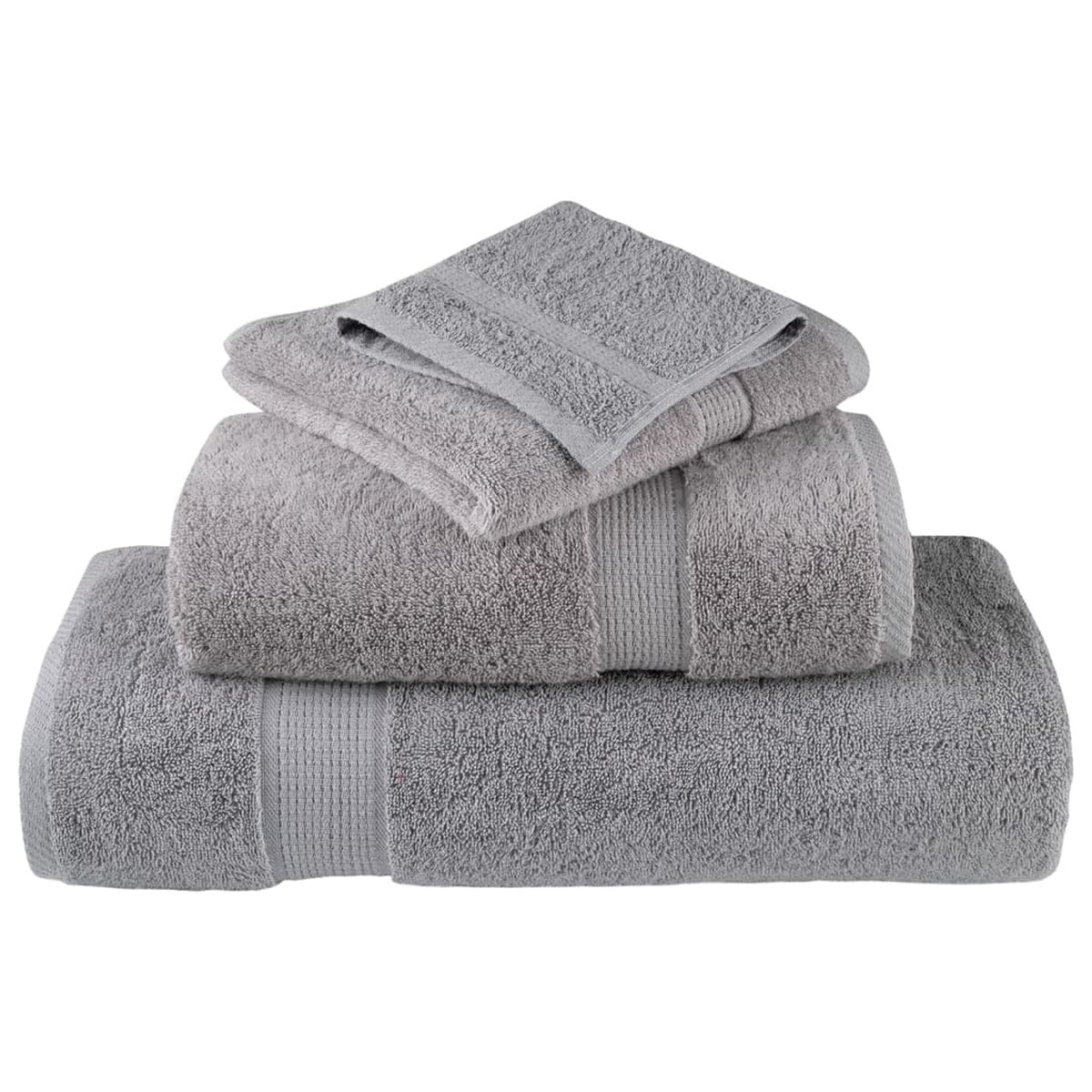 Towel Cotton Grey 200 x 100 cm Bathroom Bath Linen Home Towels 4 pcs SOLUND