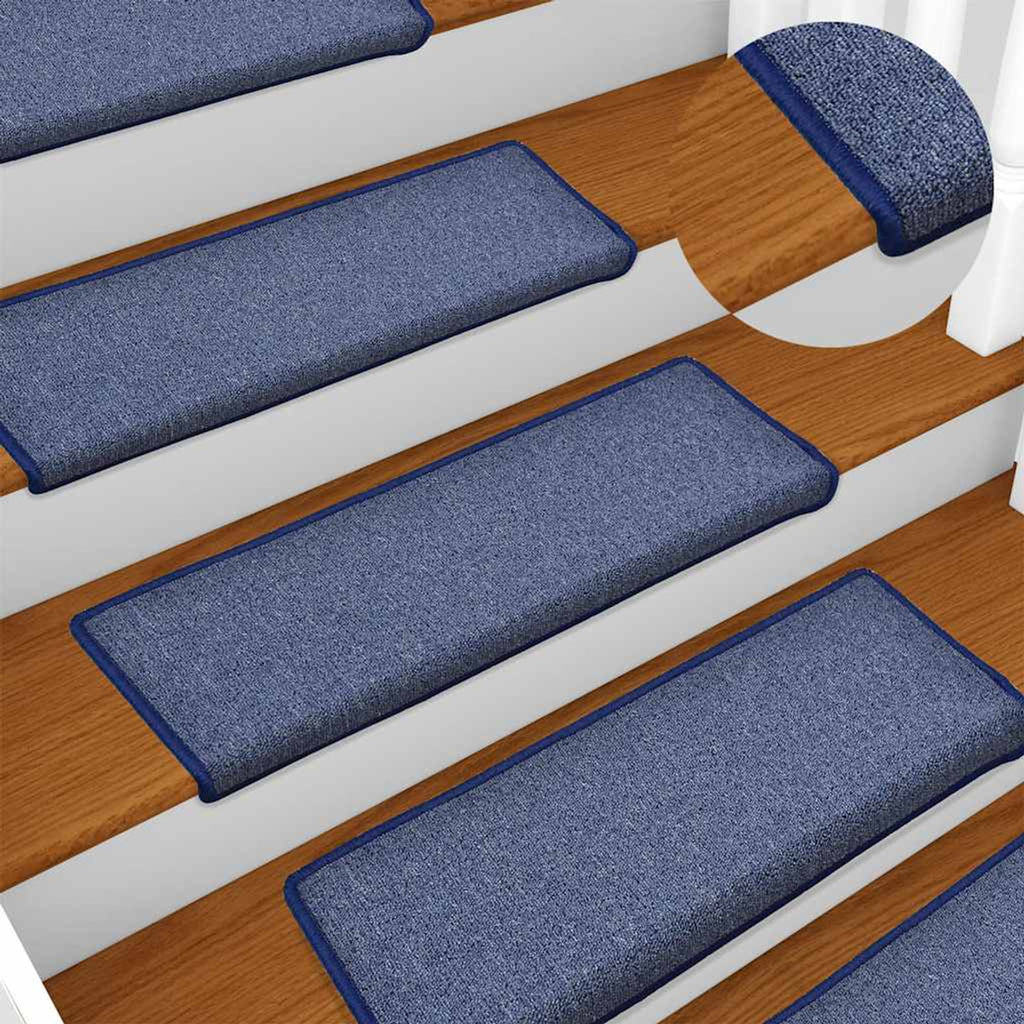 Stair Mats Rectangular Edge Needle-Punched Fabric (100% Blue 65 x 21 x 4 cm