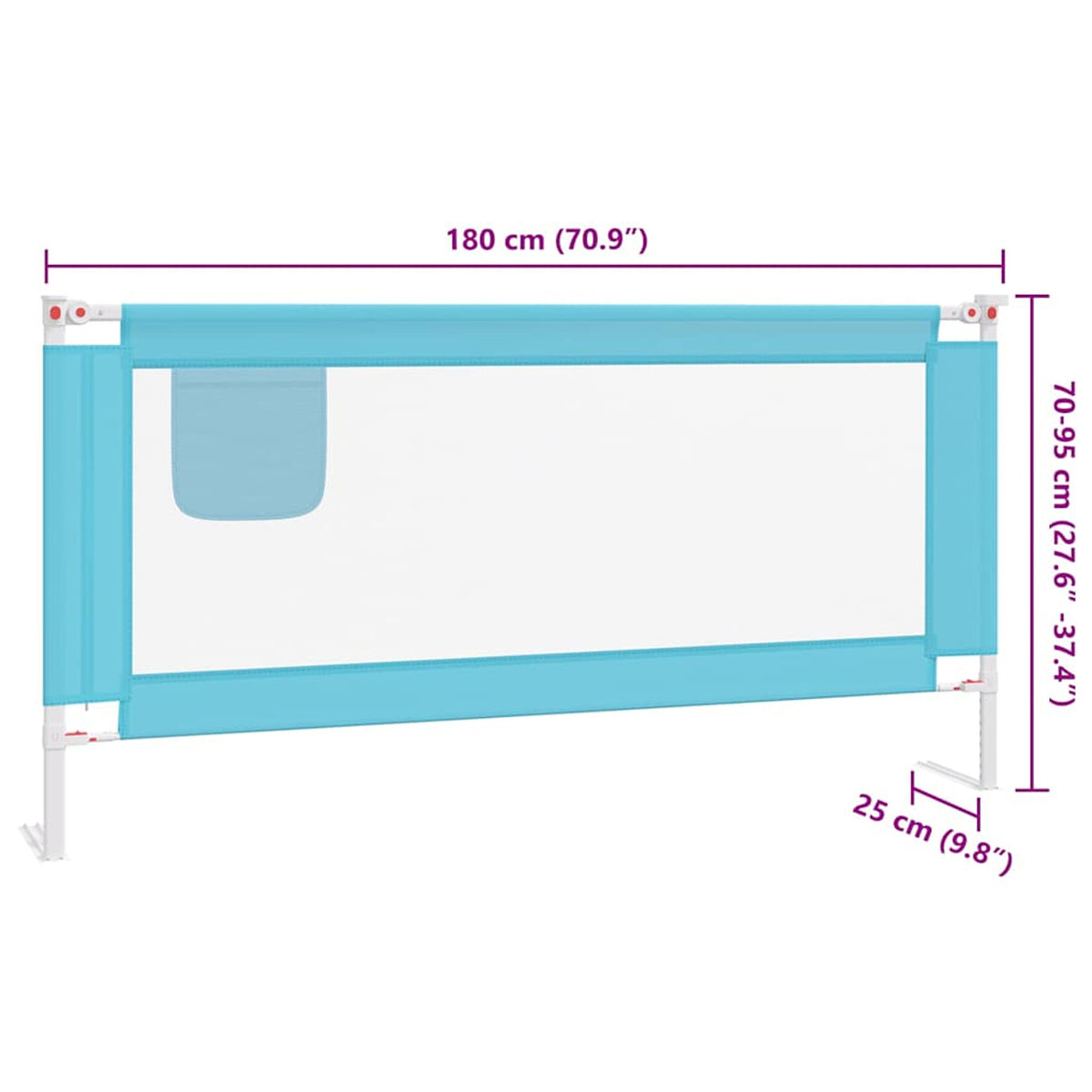 Toddler Safety Bed Rail Fabric (100% Polyester) Blue 180 x 25 x 95 cm Bedguard