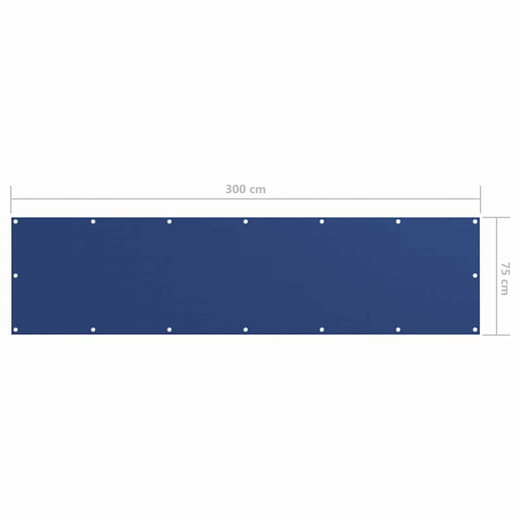 Balcony Screen Oxford Fabric Blue Waterproof UV Resistant 75 x 300 cm Sunshade