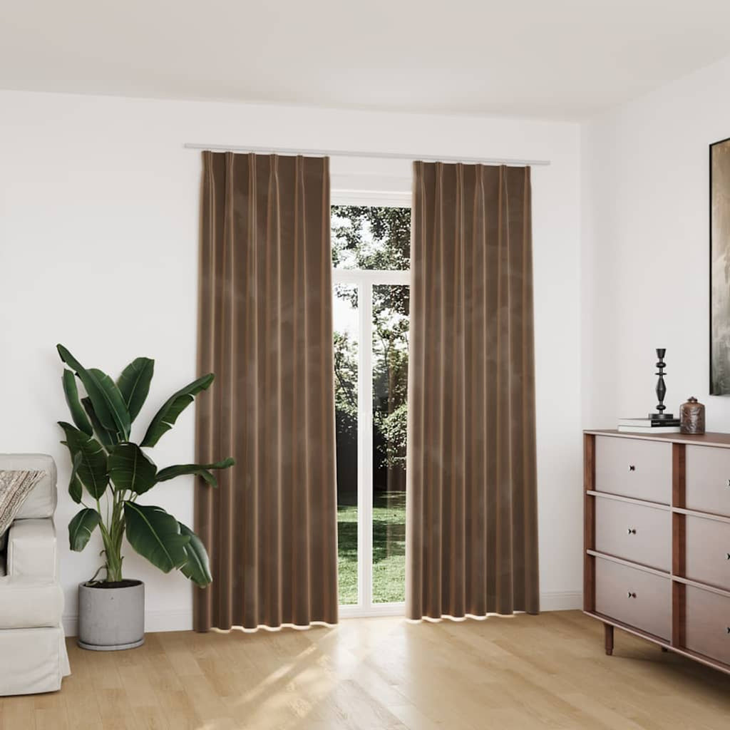 Blackout Curtain Velvet Beige 140 x 225 cm Window Dressing Home Variant 2