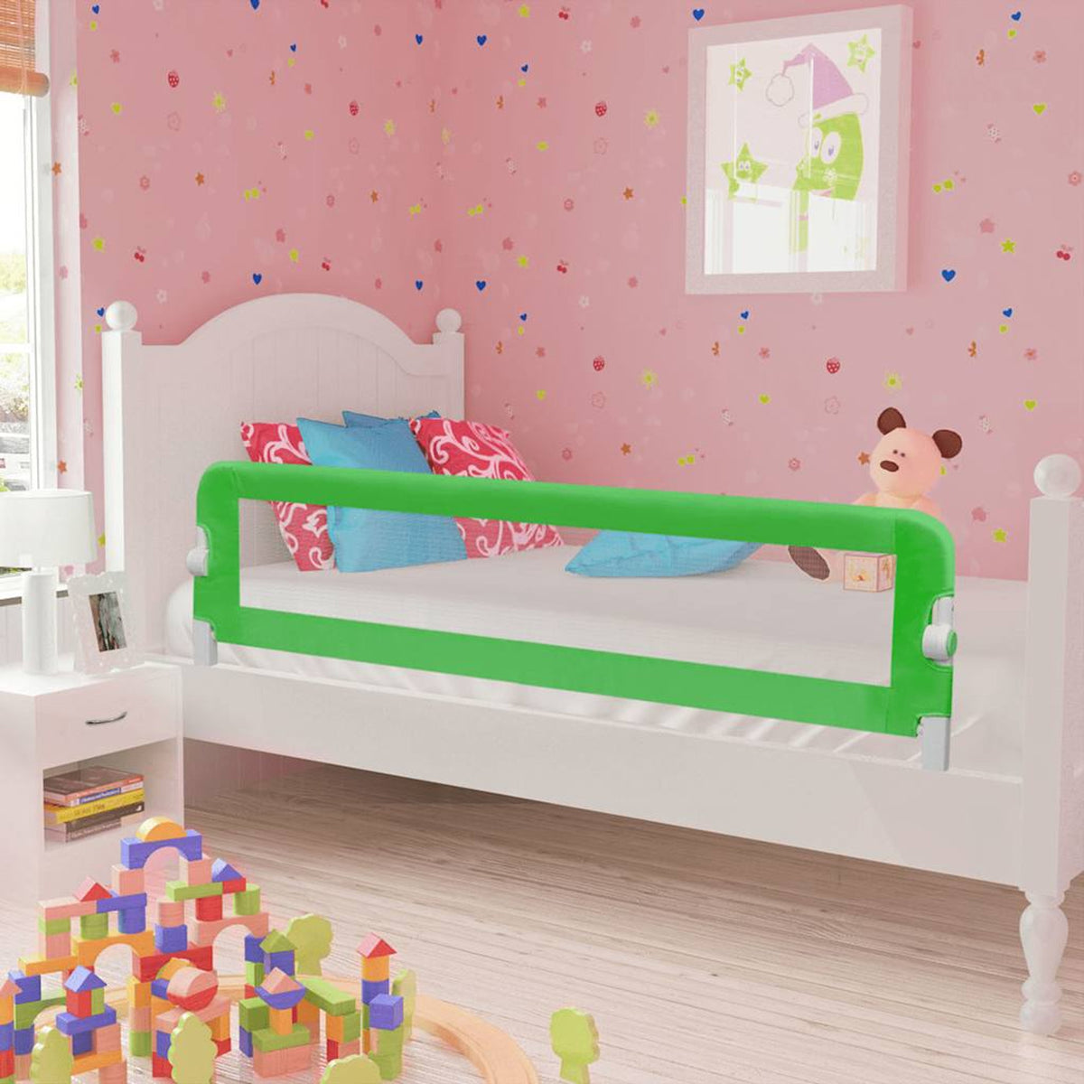 Toddler Safety Bed Rail Polyester Green 150 x 36.5 x 42 cm Child Bed Guard