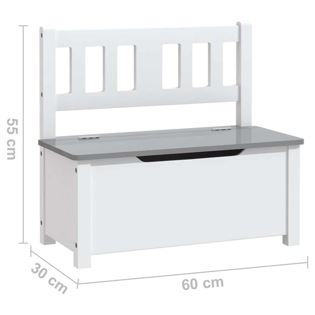 Bench Mdf White 60 x 30 x 55 cm Seating Garden Furniture Outdoor Baby Children
