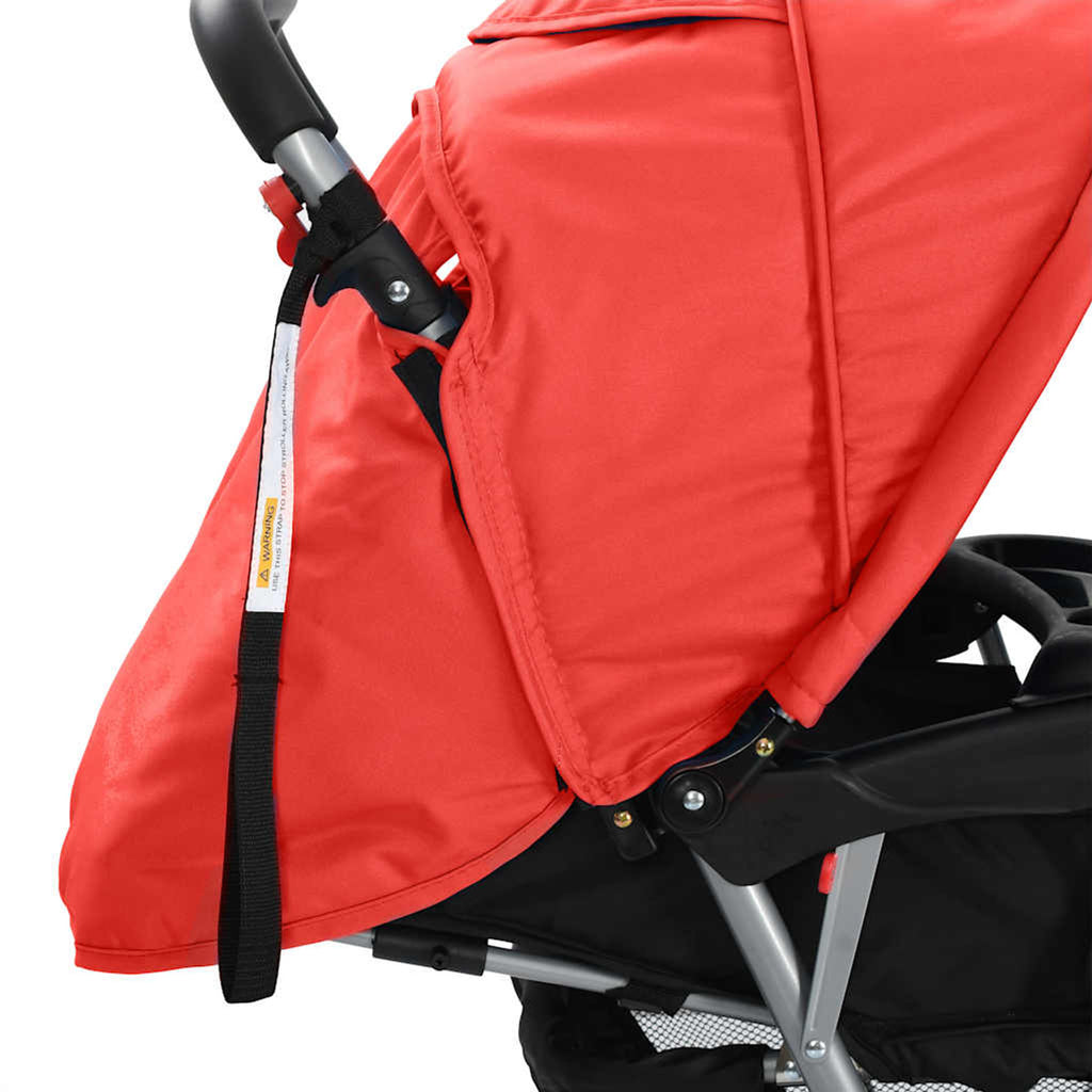 Stroller Steel Red Lockable 122.5 x 53.5 x 111 cm Pushchair Baby Pram