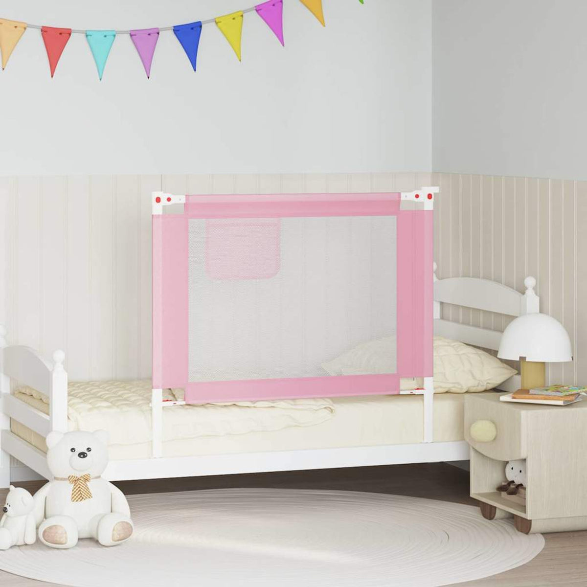 Toddler Safety Bed Rail Fabric (100% Polyester) Pink 100 x 25 x 95 cm Bedguard