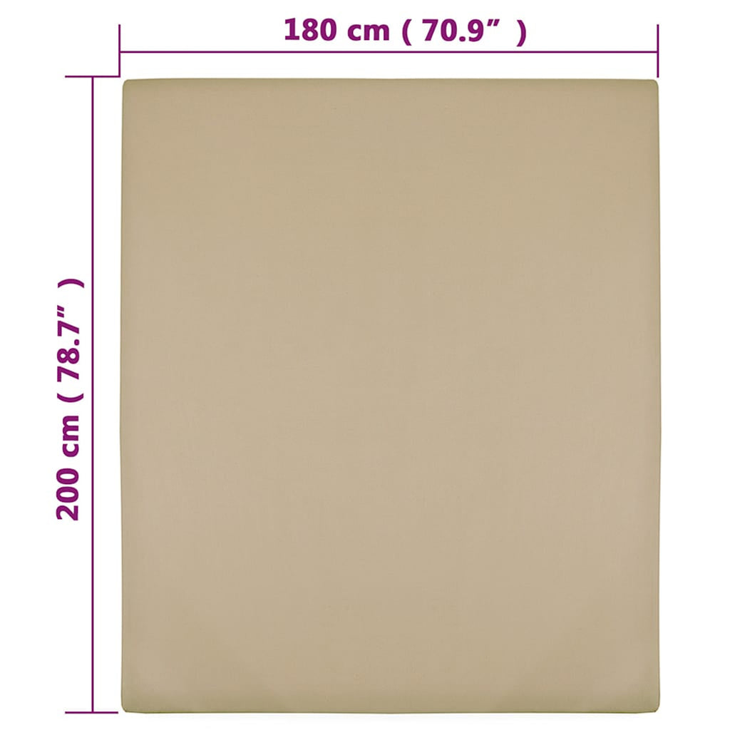 Jersey Fitted Sheet Cotton Taupe 200 x 180 cm Bedroom Furniture Bedstead