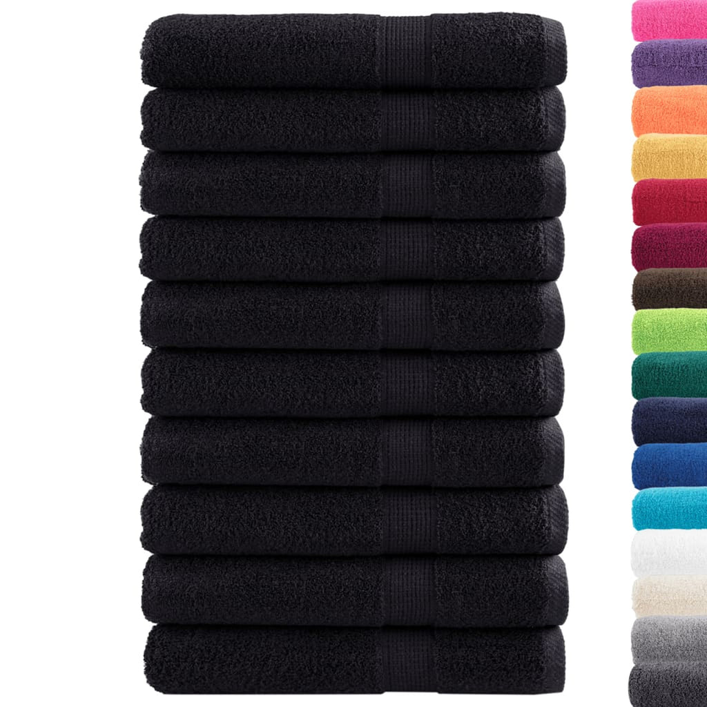 Towel Cotton Black 200 x 100 cm Bathroom Bath Linen Home Towels 10 pcs SOLUND