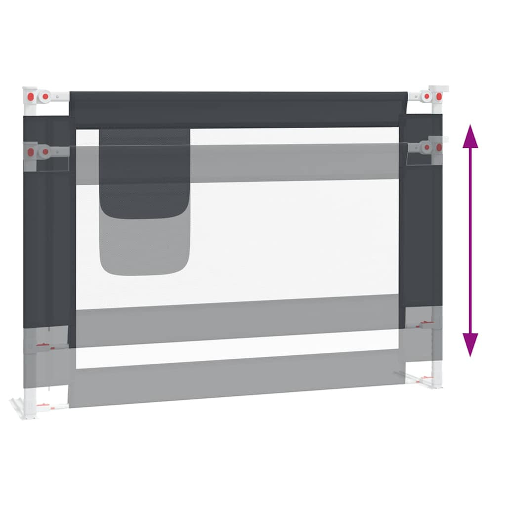 Toddler Safety Bed Rail Dark Fabric (100% Polyester) Dark Grey 90 x 25 x 95 cm