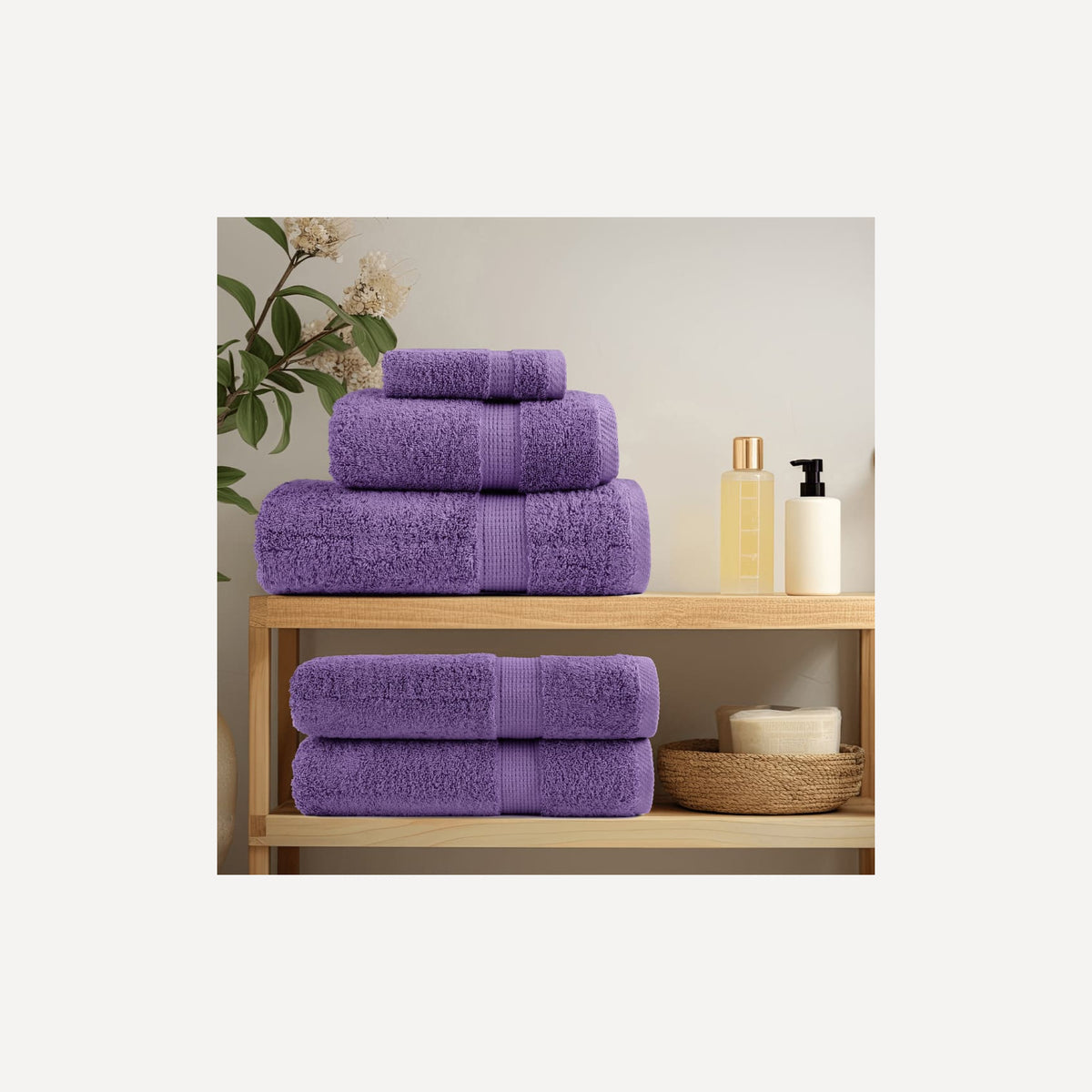 Towel Cotton Purple 200 x 80 cm Bathroom Bath Linen Home Towels 4 Variant 2