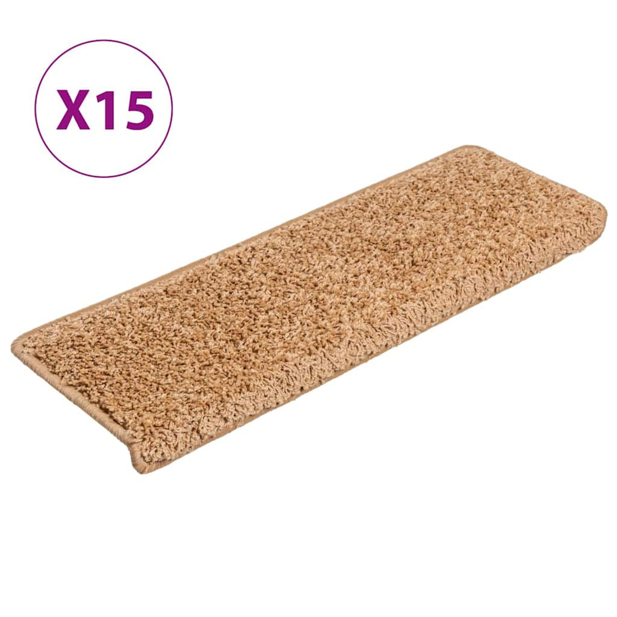 Stair Mats Rectangular Edge Needle-Punched Fabric (100% Beige 65 x 21 x 4 cm