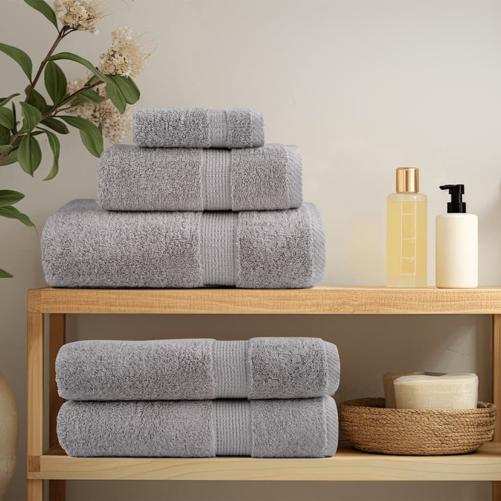 Towel Cotton Grey 200 x 100 cm Bathroom Bath Linen Home Towels 2 pcs SOLUND