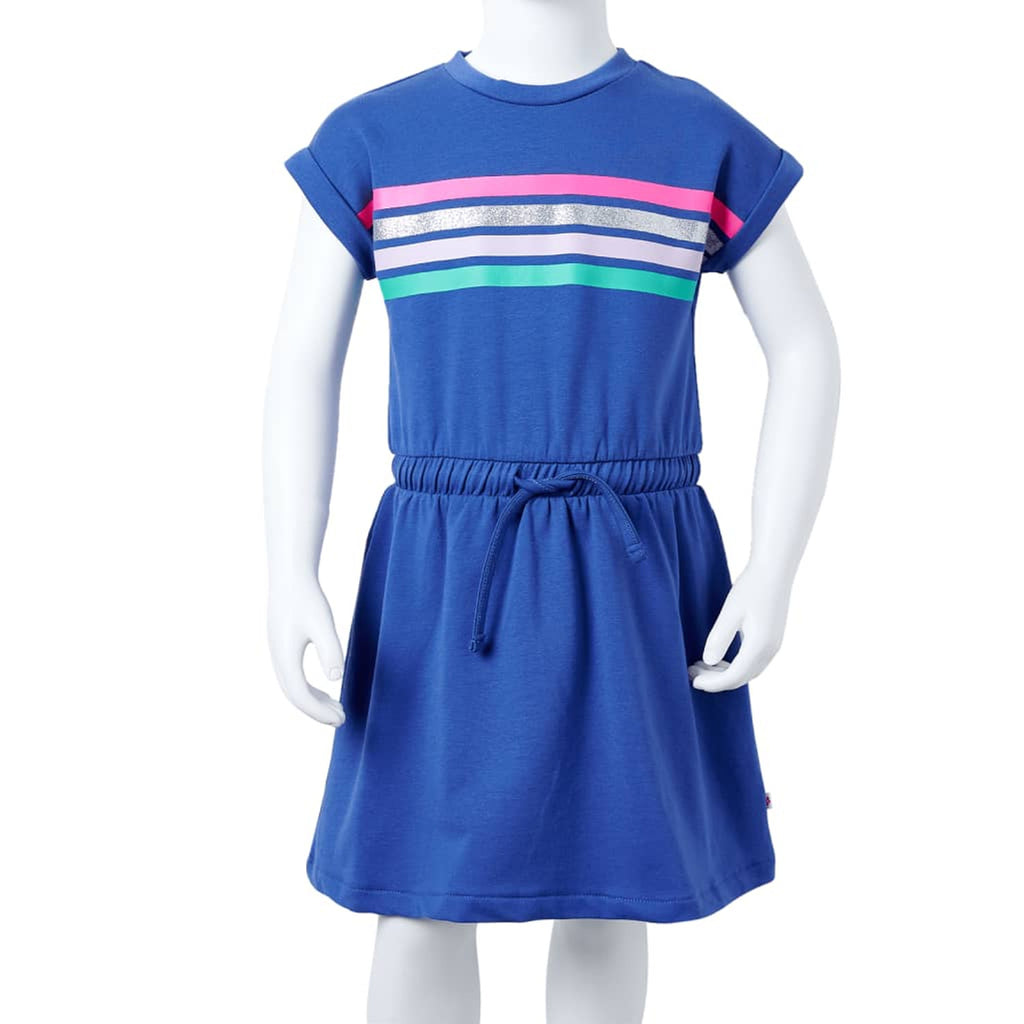 Dress Cotton Cobalt Blue 116 Kids' Dresses Kids' Dresse Kids'Dress Drawstring
