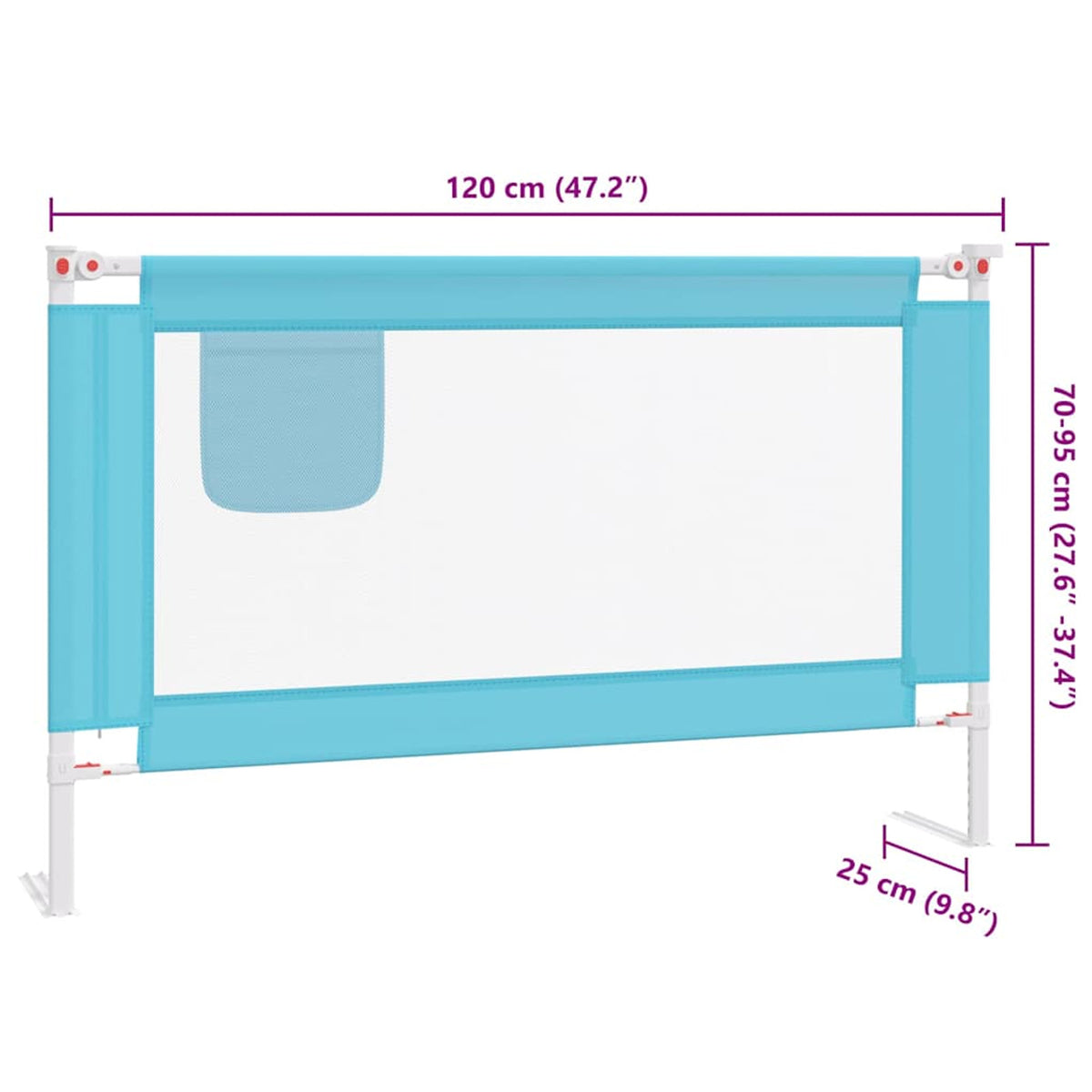 Toddler Safety Bed Rail Fabric (100% Polyester) Blue 120 x 25 x 95 cm Bedguard