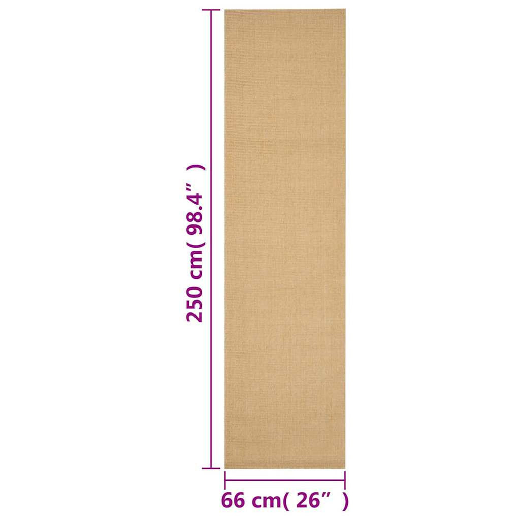 Rug Sisal Natural 250 x 66 cm Floor Mat Home Decor Floor Covering Rugs 250x66cm