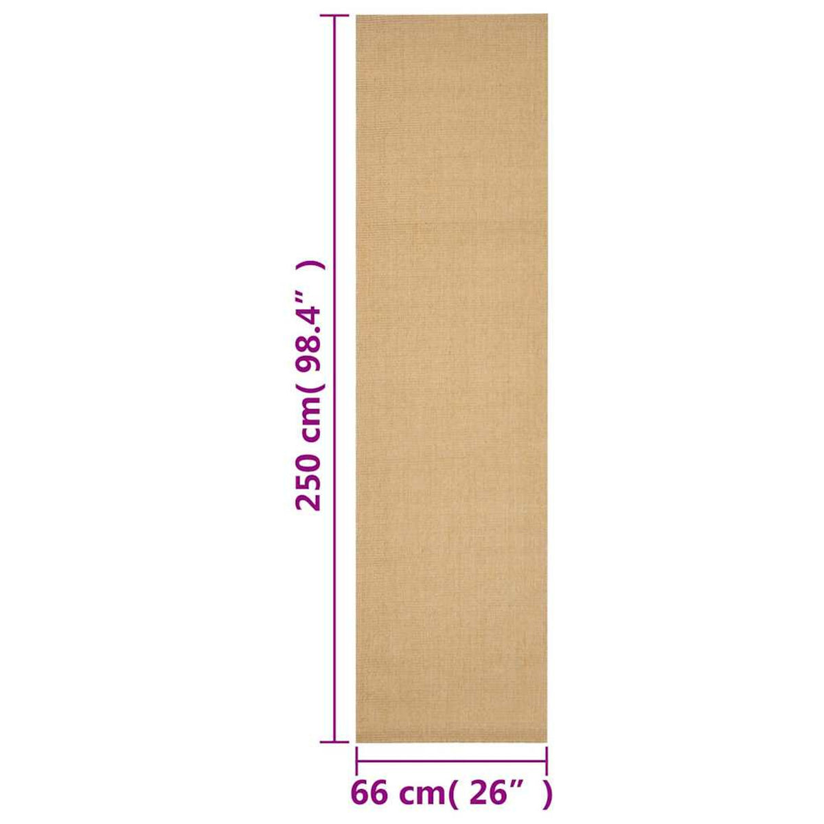 Rug Sisal Natural 250 x 66 cm Floor Mat Home Decor Floor Covering Rugs 250x66cm
