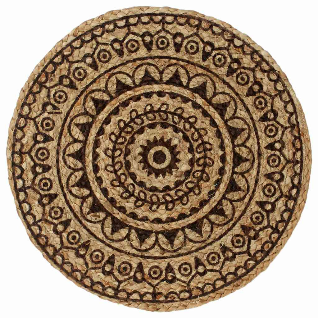 Placemats Dark Round Jute Dark Brown Floor Mat Home Non Slip Placemat 6 pcs