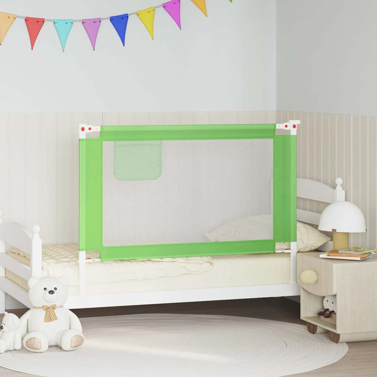 Toddler Safety Bed Rail Fabric (100% Polyester) Green 120 x 25 x 95 cm