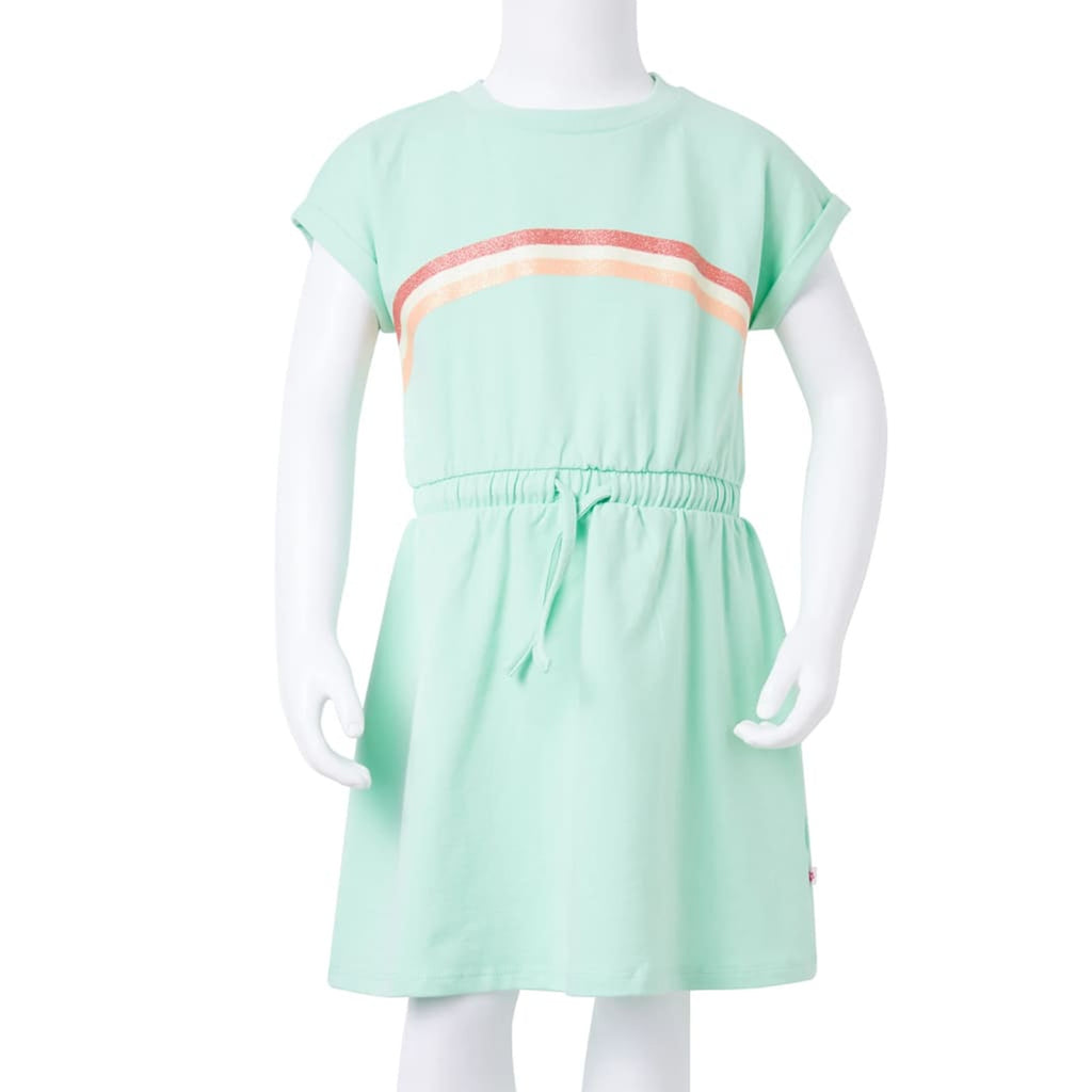 Dress Cotton Bright Green 116 Kids' Dresses Kids' Dresse Kids'Dress Drawstring