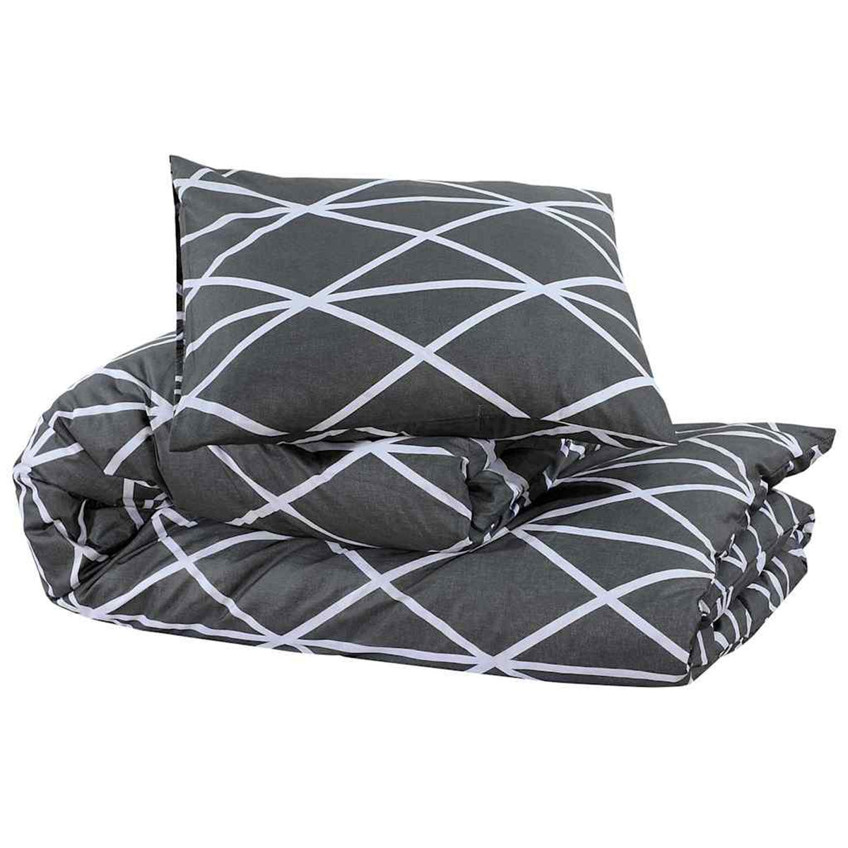 Duvet Cover Cotton Grey 220 x 155 cm Bedding Bed Linen Bedroom Quilt 220x155cm