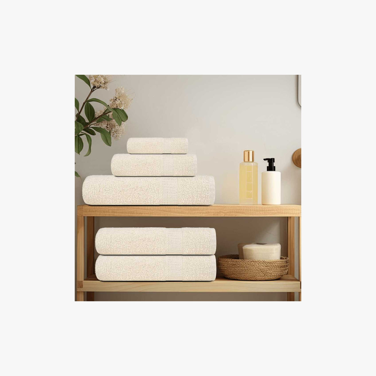 Towel Cotton Cream 150 x 100 cm Bathroom Bath Linen Home Towels 4 pcs 150x100cm