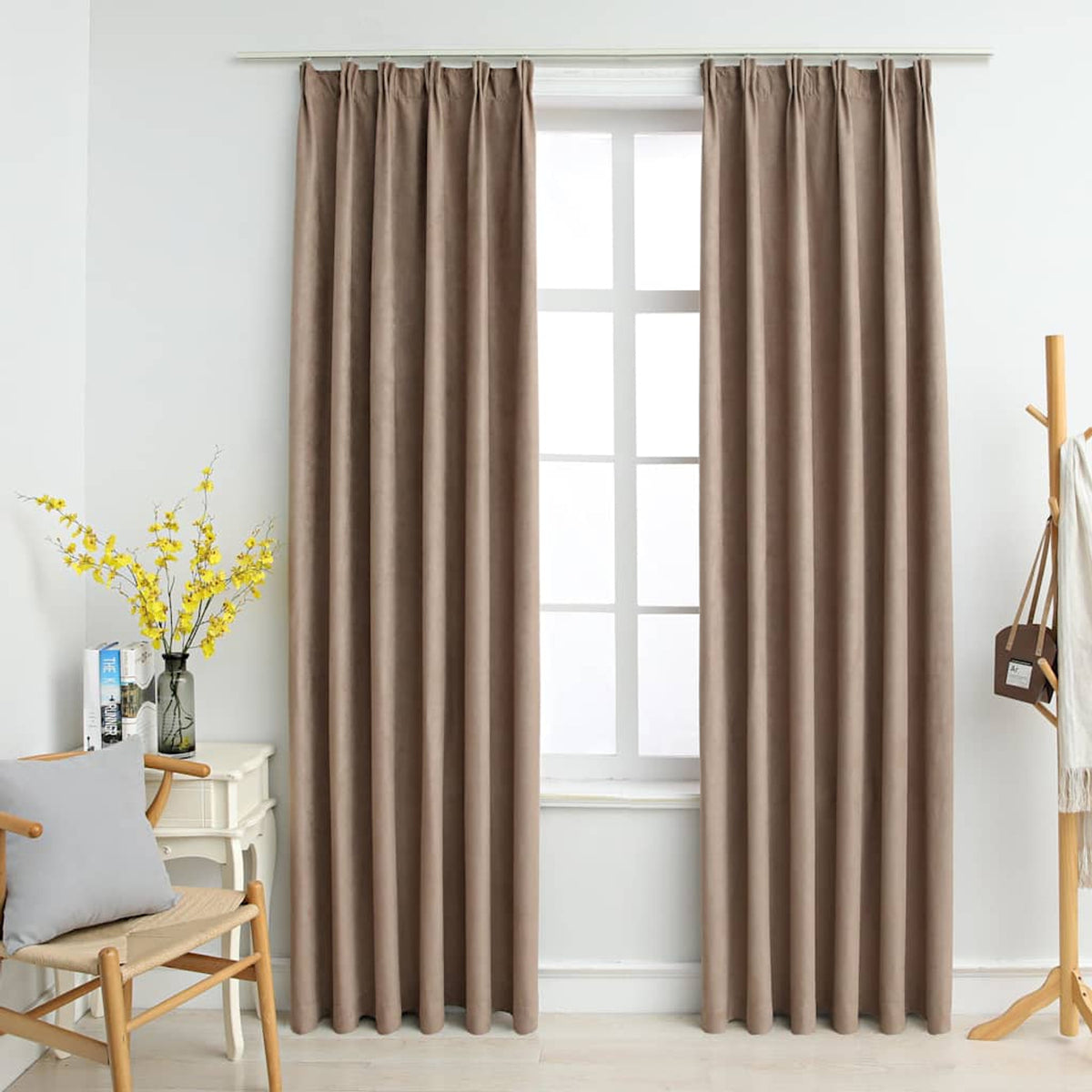 Blackout Curtain Polyester Taupe 140 x 175 cm Window Dressing Home Variant 4