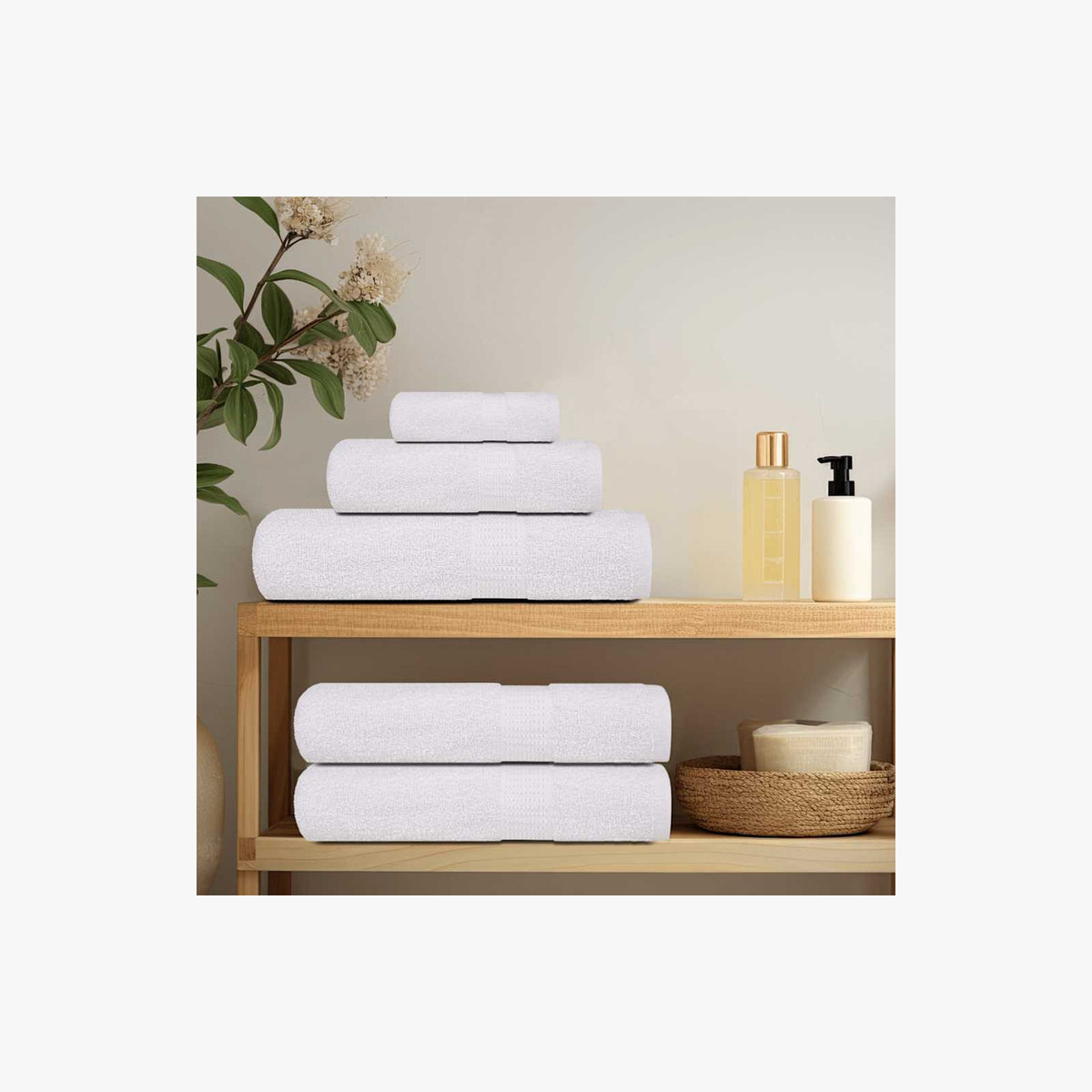 Towel Cotton White 100 x 50 cm Bathroom Bath Linen Home Towels 2 pcs Hand