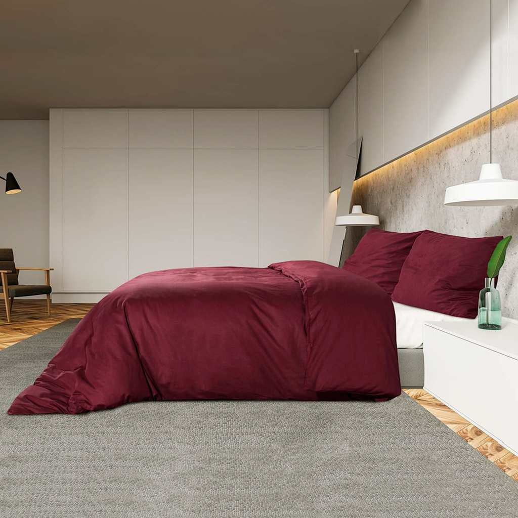 Duvet Cover Cotton Bordeaux 200 x 140 cm Bedding Bed Linen Bedroom Quilt