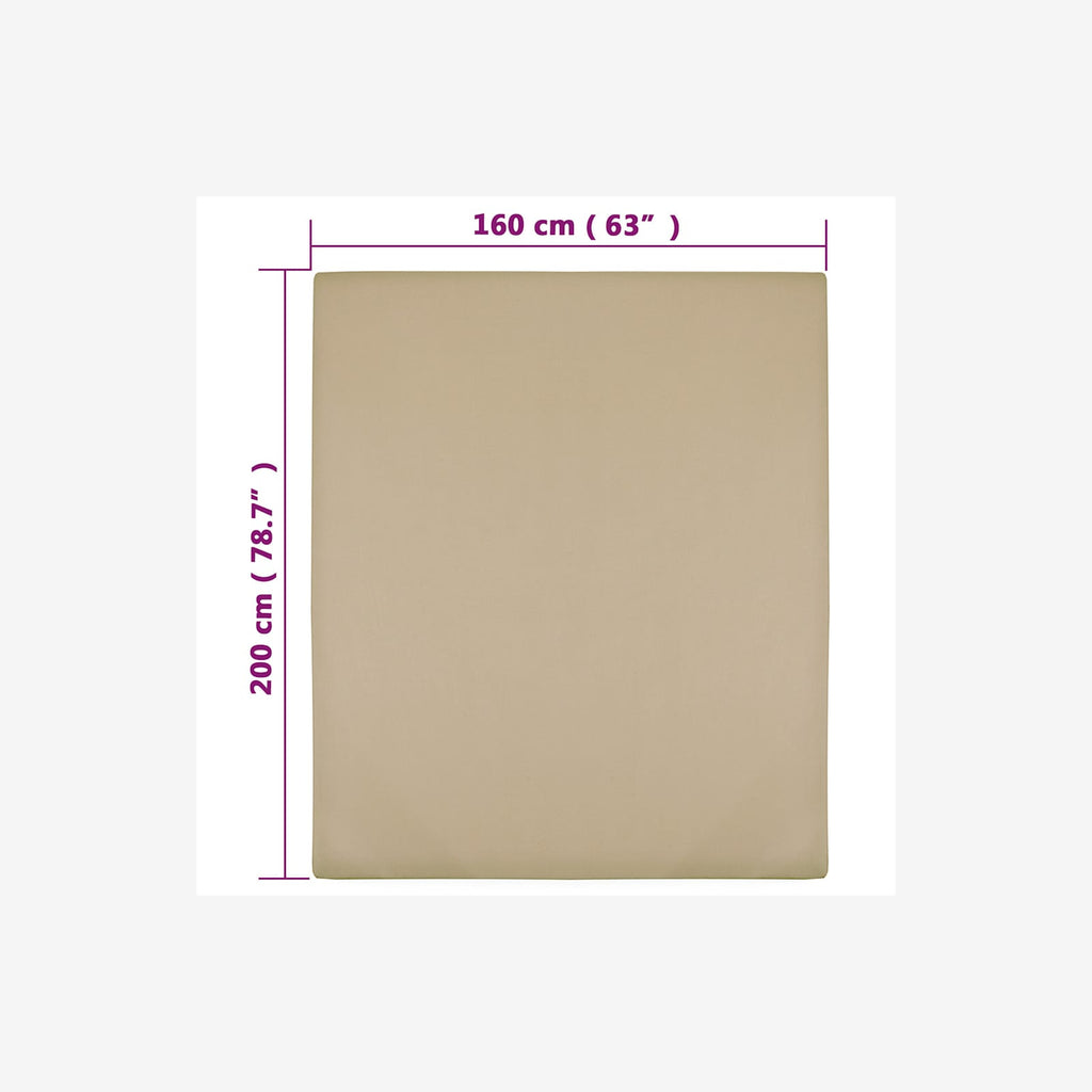 Jersey Fitted Sheets Cotton Taupe 200 x 160 cm Bedroom Furniture Bedstead 2