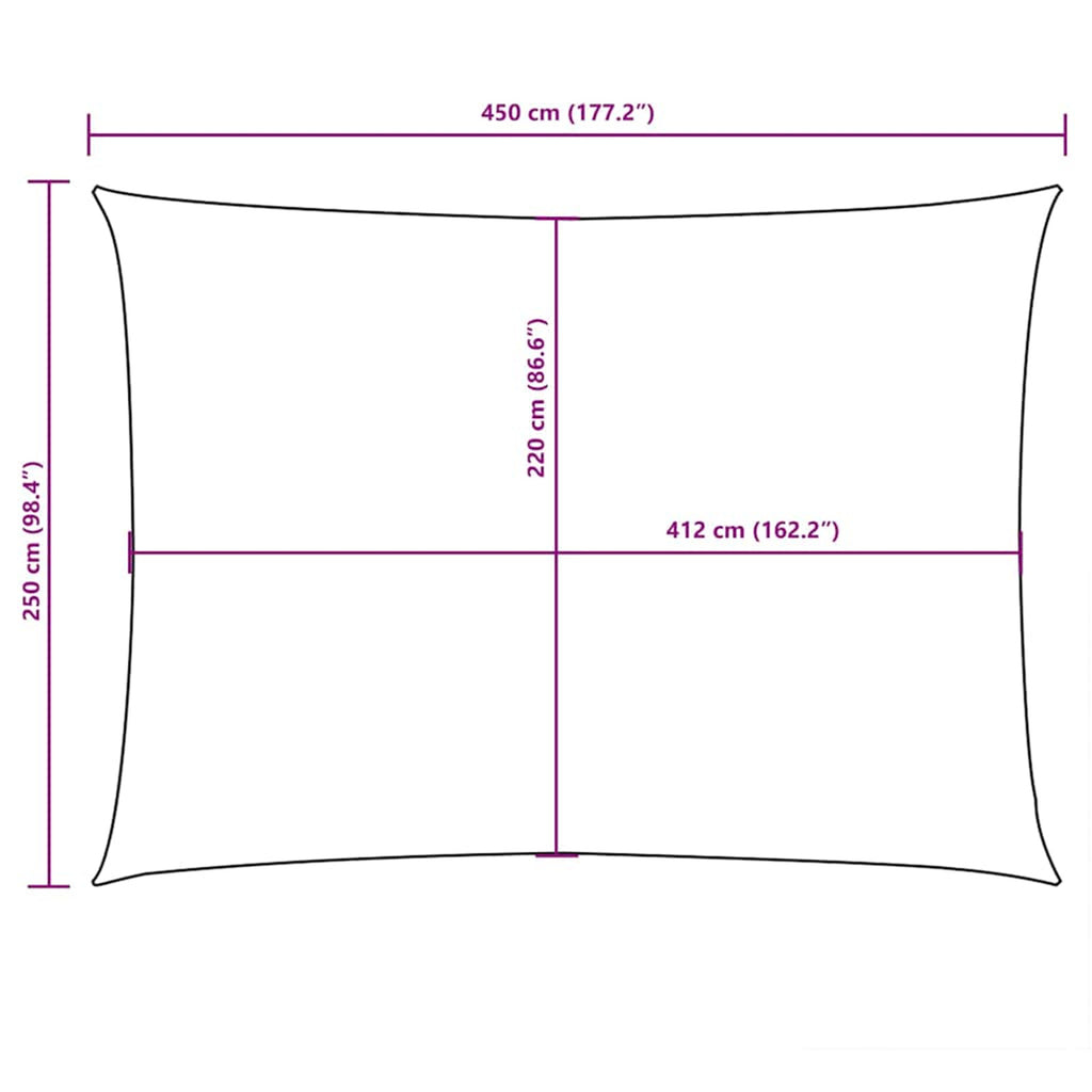 Sunshade Sail Oxford Fabric White Water Resistant UV Resistant 250 x 450 cm